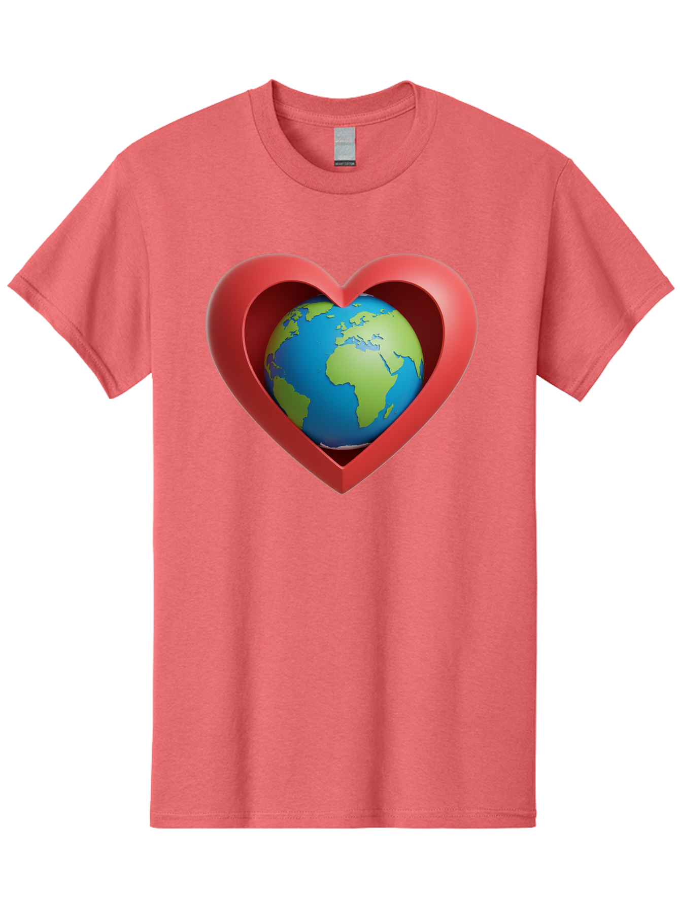 Earth-In-Heart-1 Men'S Graphic Tee, 100% Cotton, Comfortable Casual Summer Wear, Machine Washable, Globe Inside A Heart, 3D Rendering, Symbol Of Love For Earth, Environmental Awareness, Eco-Friendly, Global Unity, Caring For Planet Baa581 21