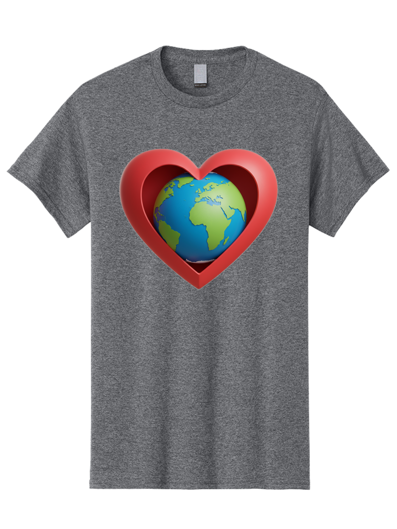 Earth-In-Heart-1 Men'S Graphic Tee, 100% Cotton, Comfortable Casual Summer Wear, Machine Washable, Globe Inside A Heart, 3D Rendering, Symbol Of Love For Earth, Environmental Awareness, Eco-Friendly, Global Unity, Caring For Planet Baa581 7