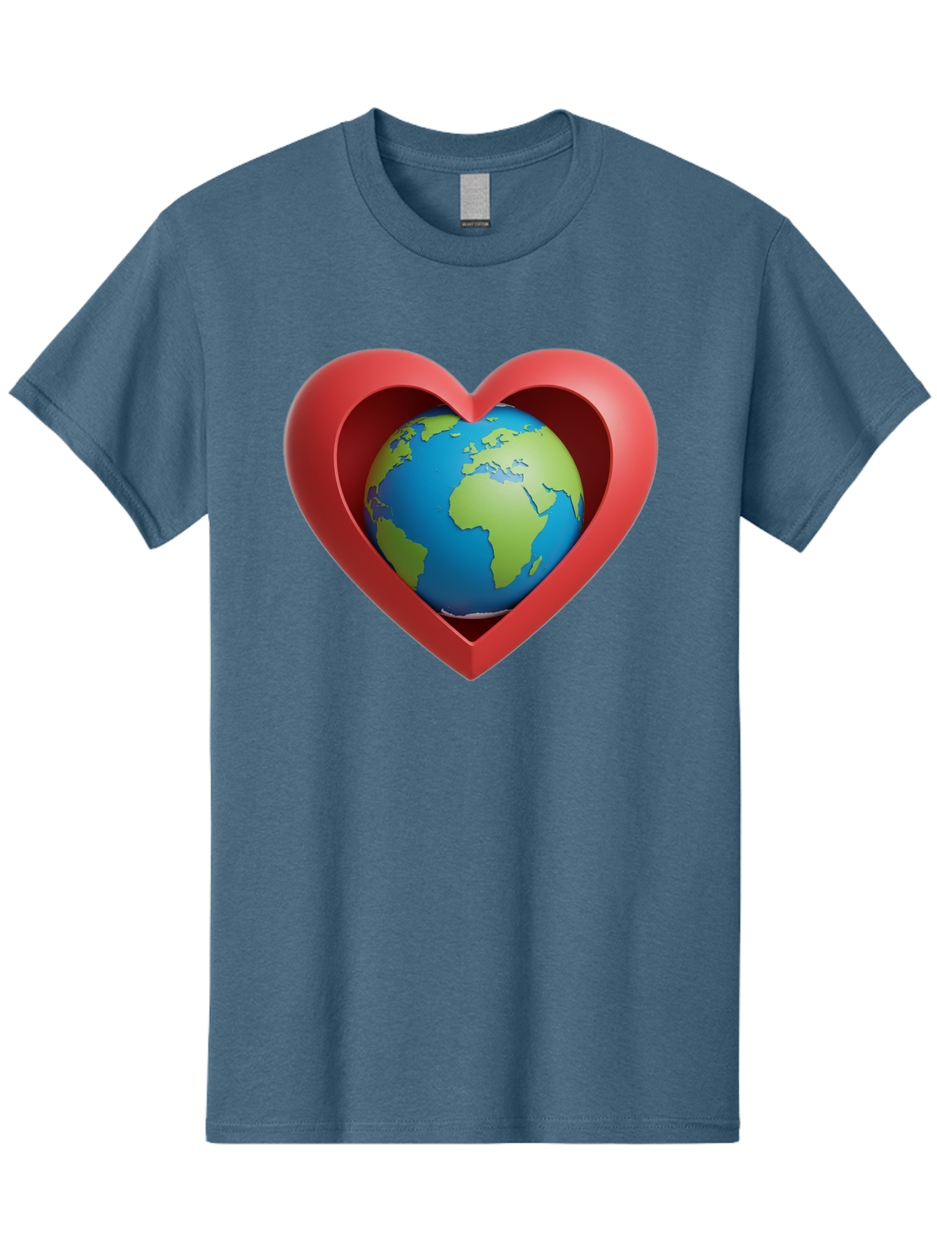 Earth-In-Heart-1 Men'S Graphic Tee, 100% Cotton, Comfortable Casual Summer Wear, Machine Washable, Globe Inside A Heart, 3D Rendering, Symbol Of Love For Earth, Environmental Awareness, Eco-Friendly, Global Unity, Caring For Planet Baa581 13