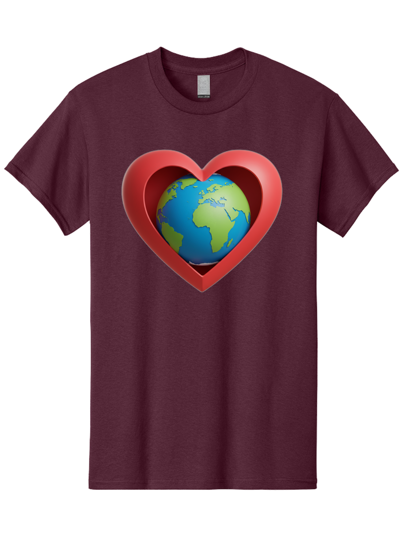 Earth-In-Heart-1 Men'S Graphic Tee, 100% Cotton, Comfortable Casual Summer Wear, Machine Washable, Globe Inside A Heart, 3D Rendering, Symbol Of Love For Earth, Environmental Awareness, Eco-Friendly, Global Unity, Caring For Planet Baa581 11