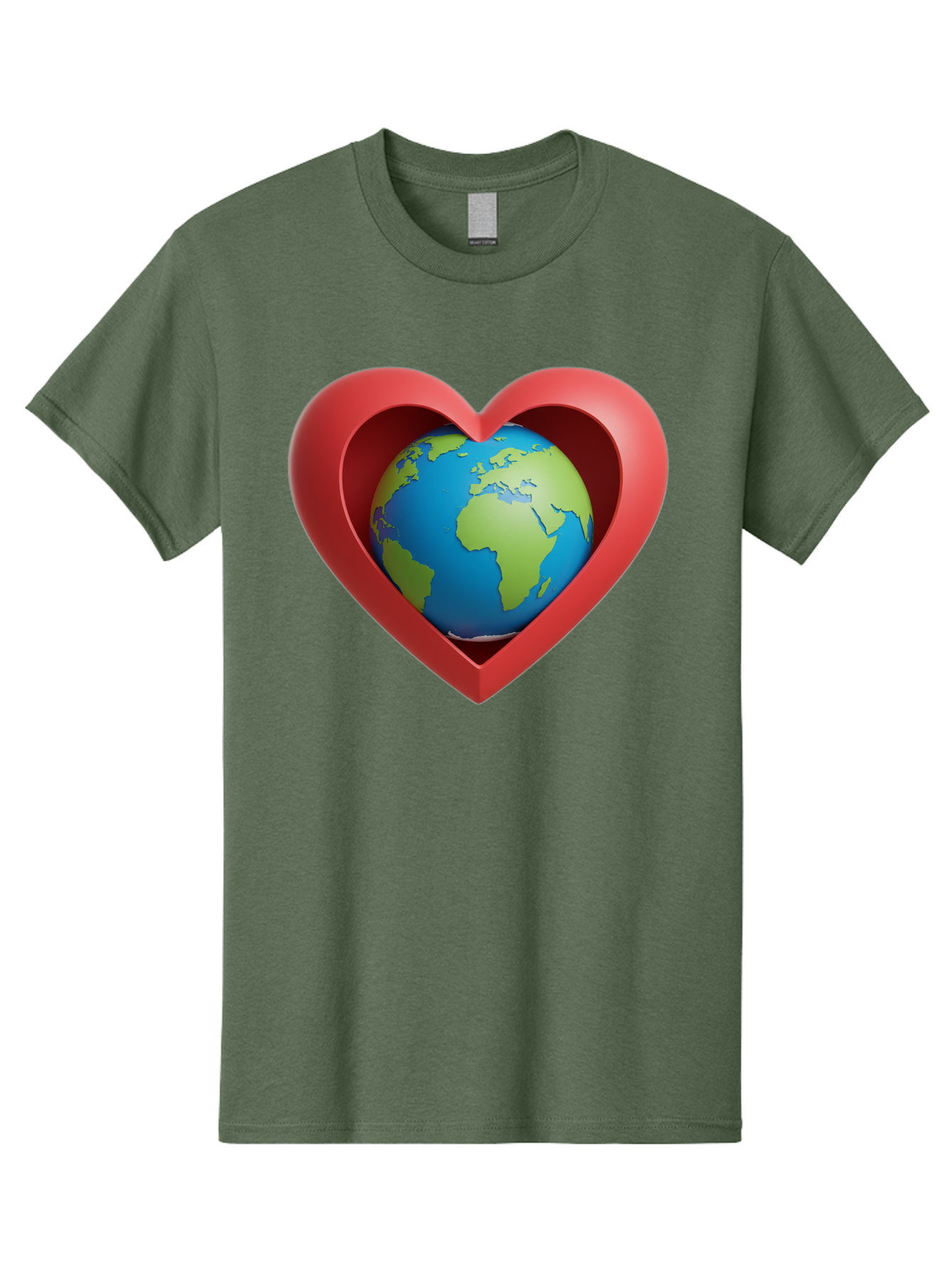 Earth-In-Heart-1 Men'S Graphic Tee, 100% Cotton, Comfortable Casual Summer Wear, Machine Washable, Globe Inside A Heart, 3D Rendering, Symbol Of Love For Earth, Environmental Awareness, Eco-Friendly, Global Unity, Caring For Planet Baa581 19
