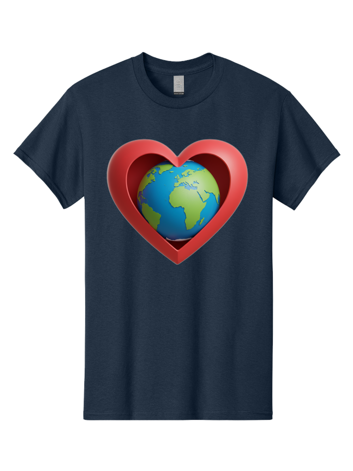 Earth-In-Heart-1 Men'S Graphic Tee, 100% Cotton, Comfortable Casual Summer Wear, Machine Washable, Globe Inside A Heart, 3D Rendering, Symbol Of Love For Earth, Environmental Awareness, Eco-Friendly, Global Unity, Caring For Planet Baa581 27