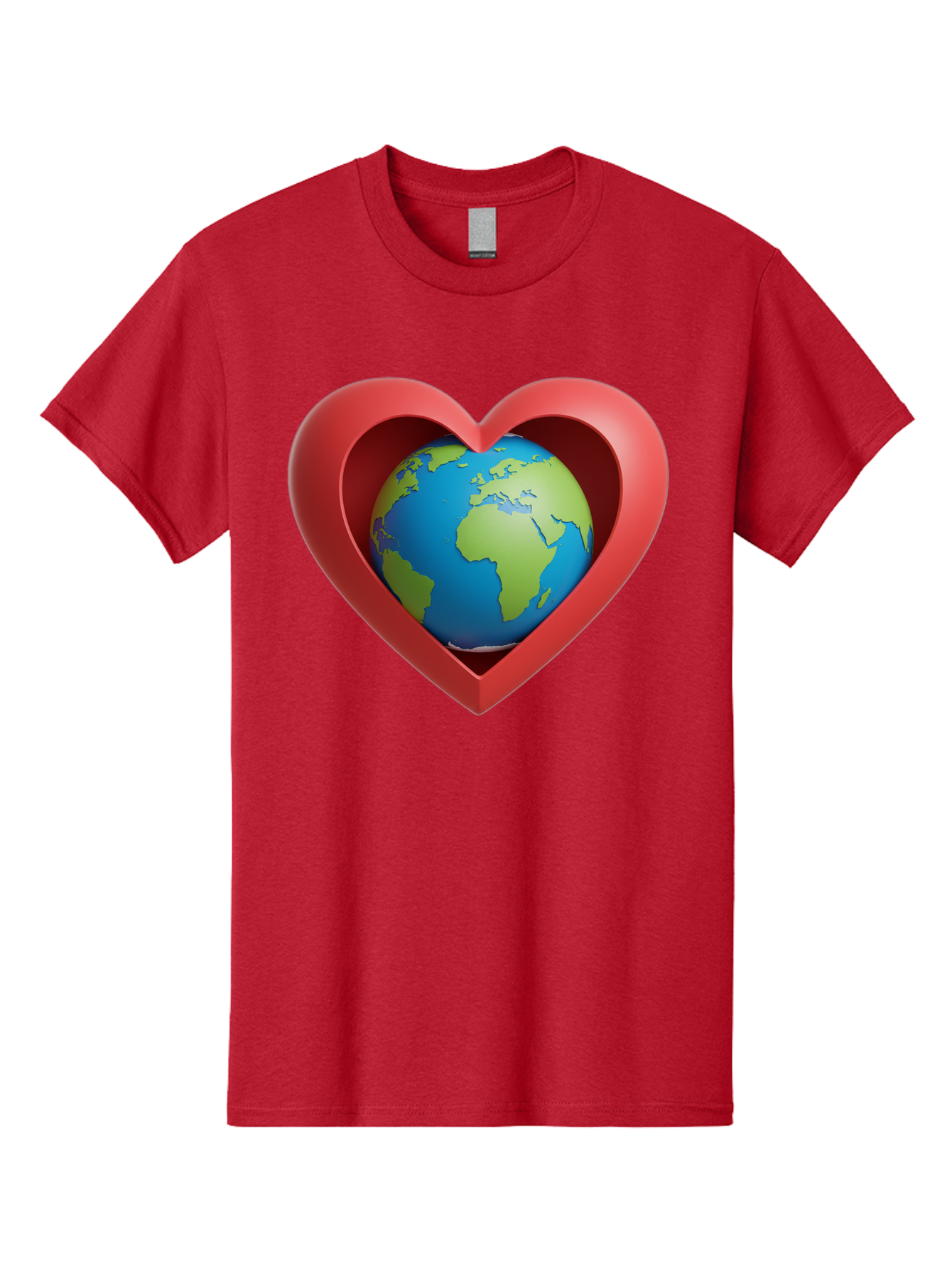 Earth-In-Heart-1 Men'S Graphic Tee, 100% Cotton, Comfortable Casual Summer Wear, Machine Washable, Globe Inside A Heart, 3D Rendering, Symbol Of Love For Earth, Environmental Awareness, Eco-Friendly, Global Unity, Caring For Planet Baa581 23