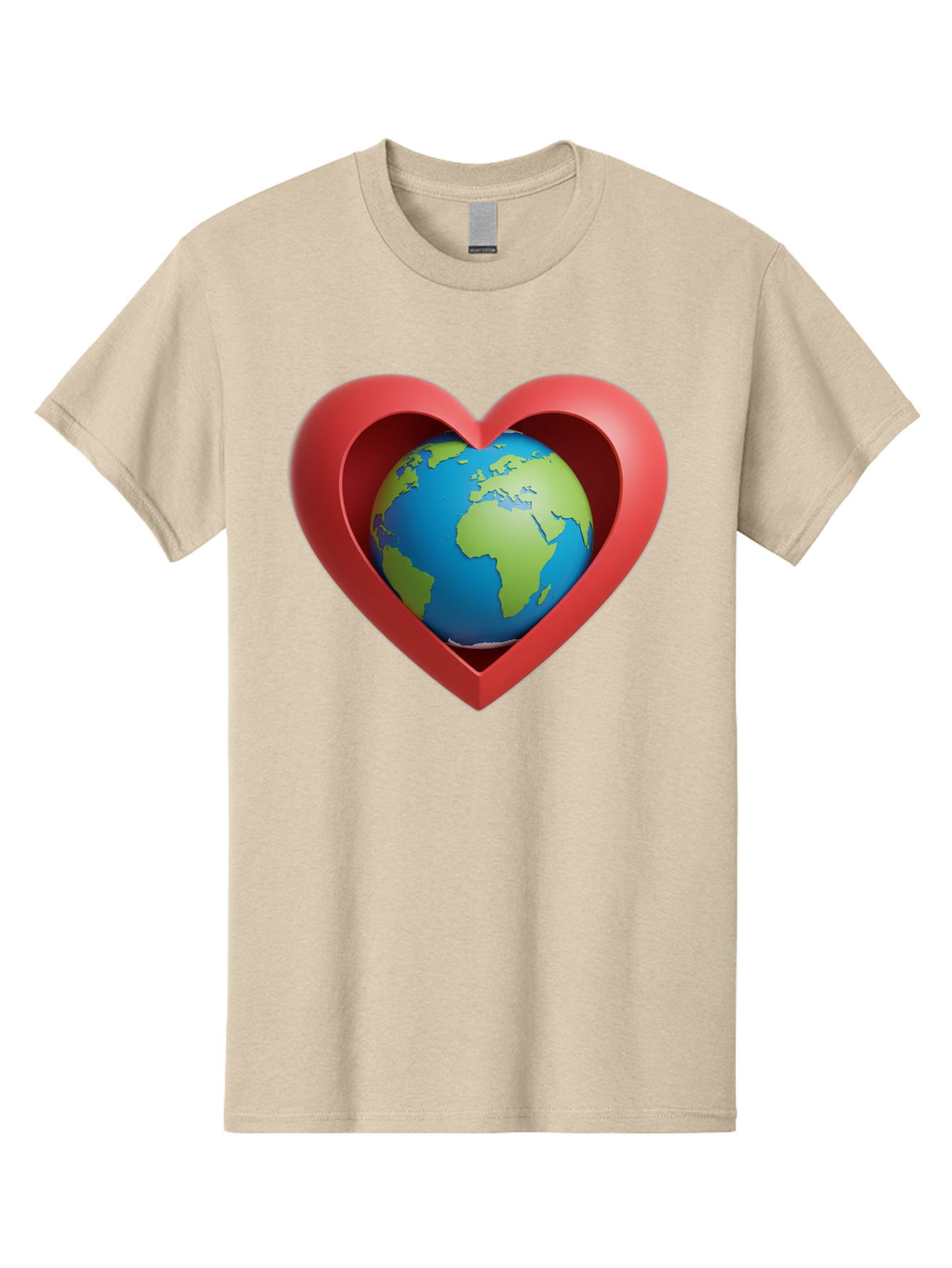 Earth-In-Heart-1 Men'S Graphic Tee, 100% Cotton, Comfortable Casual Summer Wear, Machine Washable, Globe Inside A Heart, 3D Rendering, Symbol Of Love For Earth, Environmental Awareness, Eco-Friendly, Global Unity, Caring For Planet Baa581 25