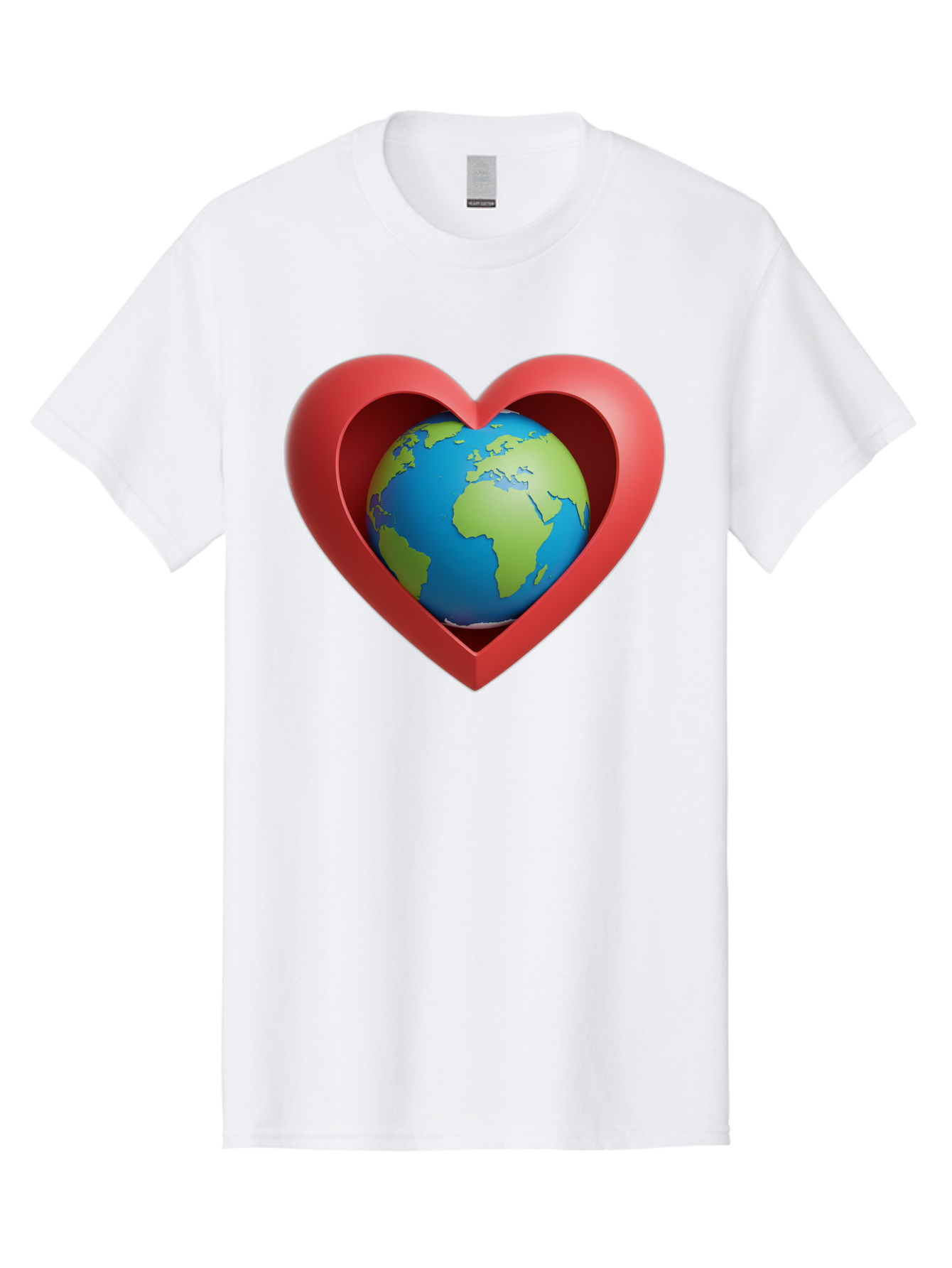 Earth-In-Heart-1 Men'S Graphic Tee, 100% Cotton, Comfortable Casual Summer Wear, Machine Washable, Globe Inside A Heart, 3D Rendering, Symbol Of Love For Earth, Environmental Awareness, Eco-Friendly, Global Unity, Caring For Planet Baa581 29