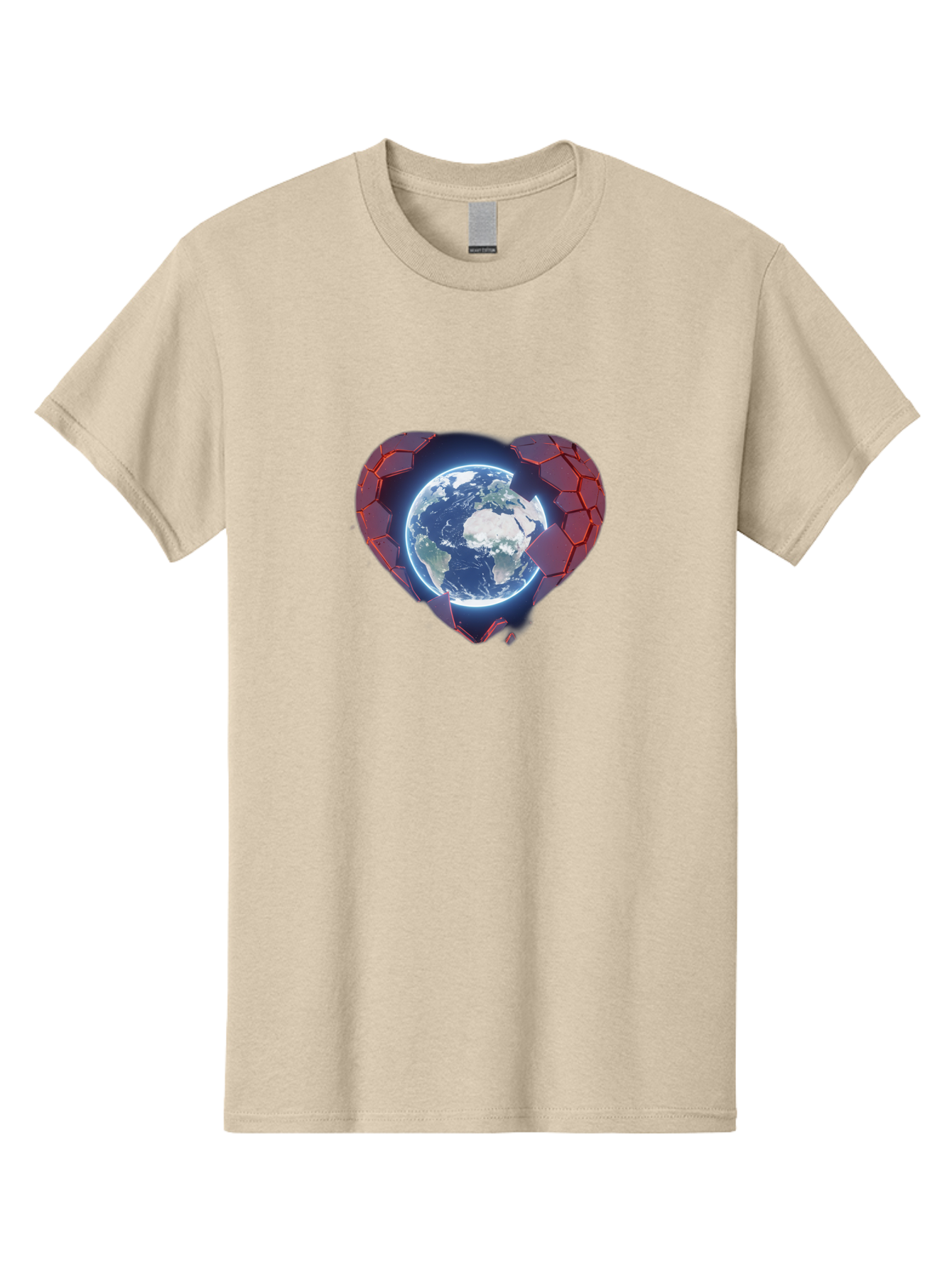 Earth-In-Heart-3 Men'S Graphic Tee, 100% Cotton, Comfortable Casual Summer Wear, Machine Washable, Globe In Heart Shape, Love For The Planet, Global Unity, Earth Protection, World Harmony, Futuristic Design, Heart-Shaped Armor, Baa583 29