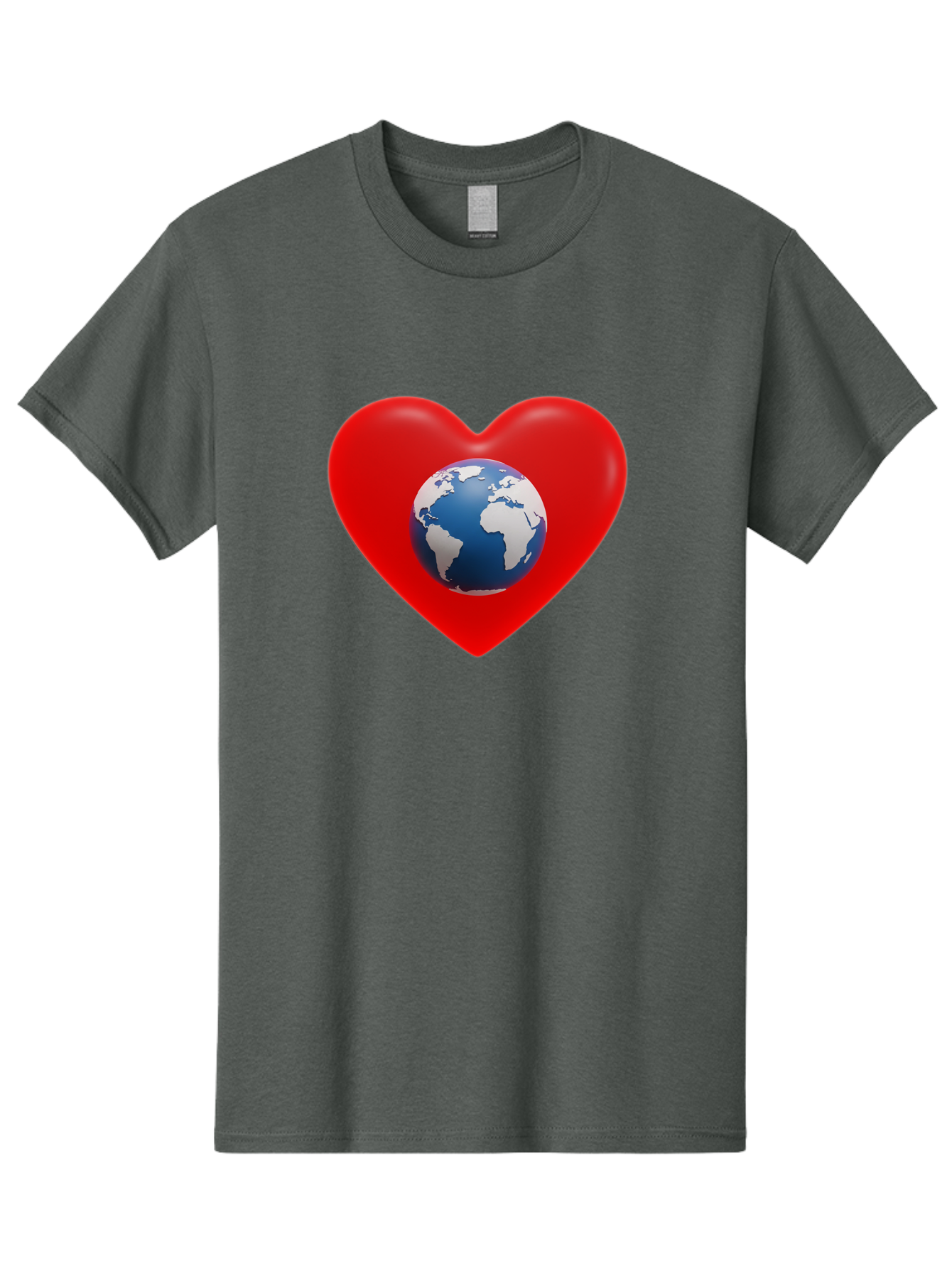 Earth-In-Heart Men'S Graphic Tee, 100% Cotton, Comfortable Casual Summer Wear, Machine Washable, Red Heart Shape, Earth Icon, Love Planet, Global Unity, Eco-Friendly Symbol, Heartwarming Imagery, World Love Baa584 21