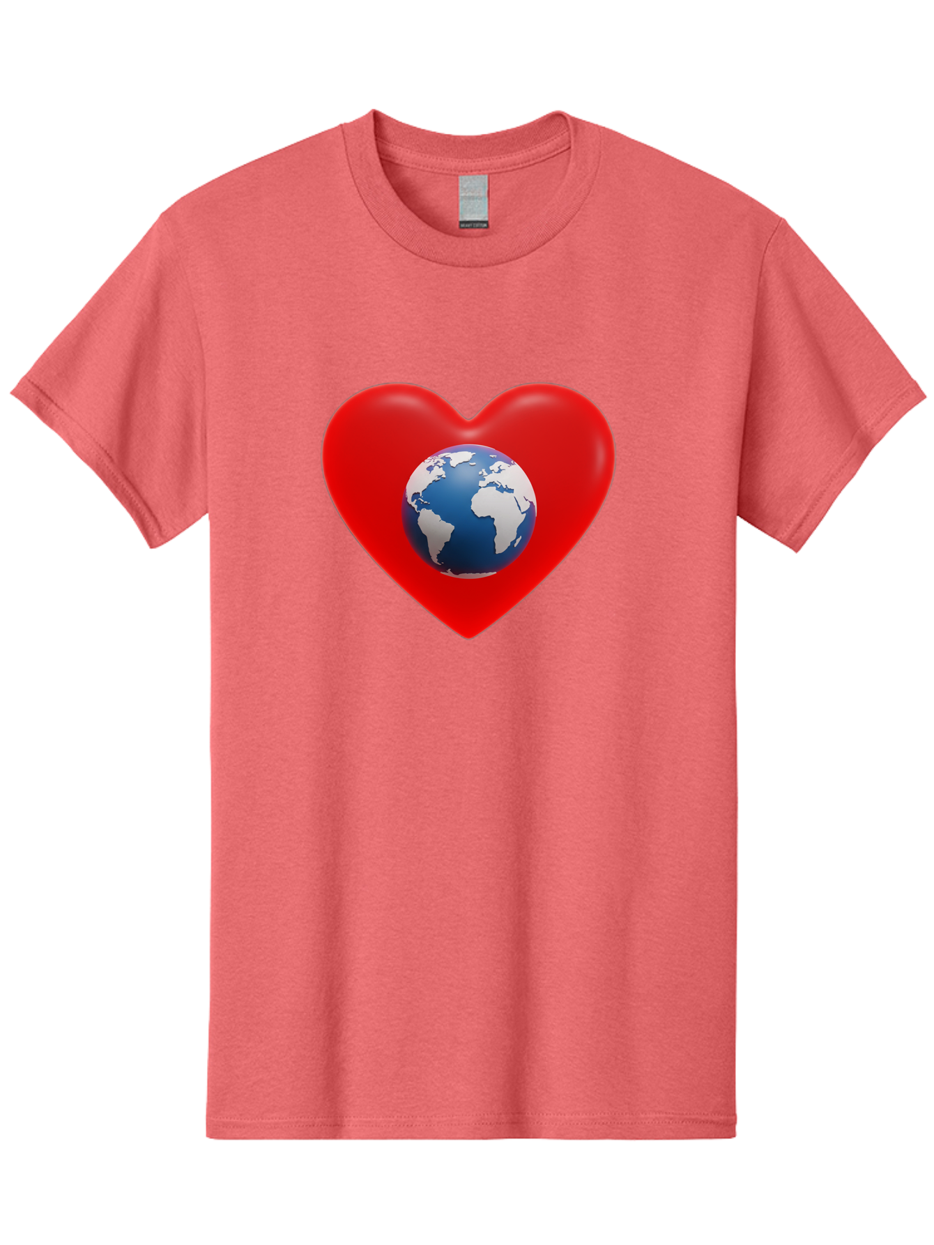 Earth-In-Heart Men'S Graphic Tee, 100% Cotton, Comfortable Casual Summer Wear, Machine Washable, Red Heart Shape, Earth Icon, Love Planet, Global Unity, Eco-Friendly Symbol, Heartwarming Imagery, World Love Baa584 29