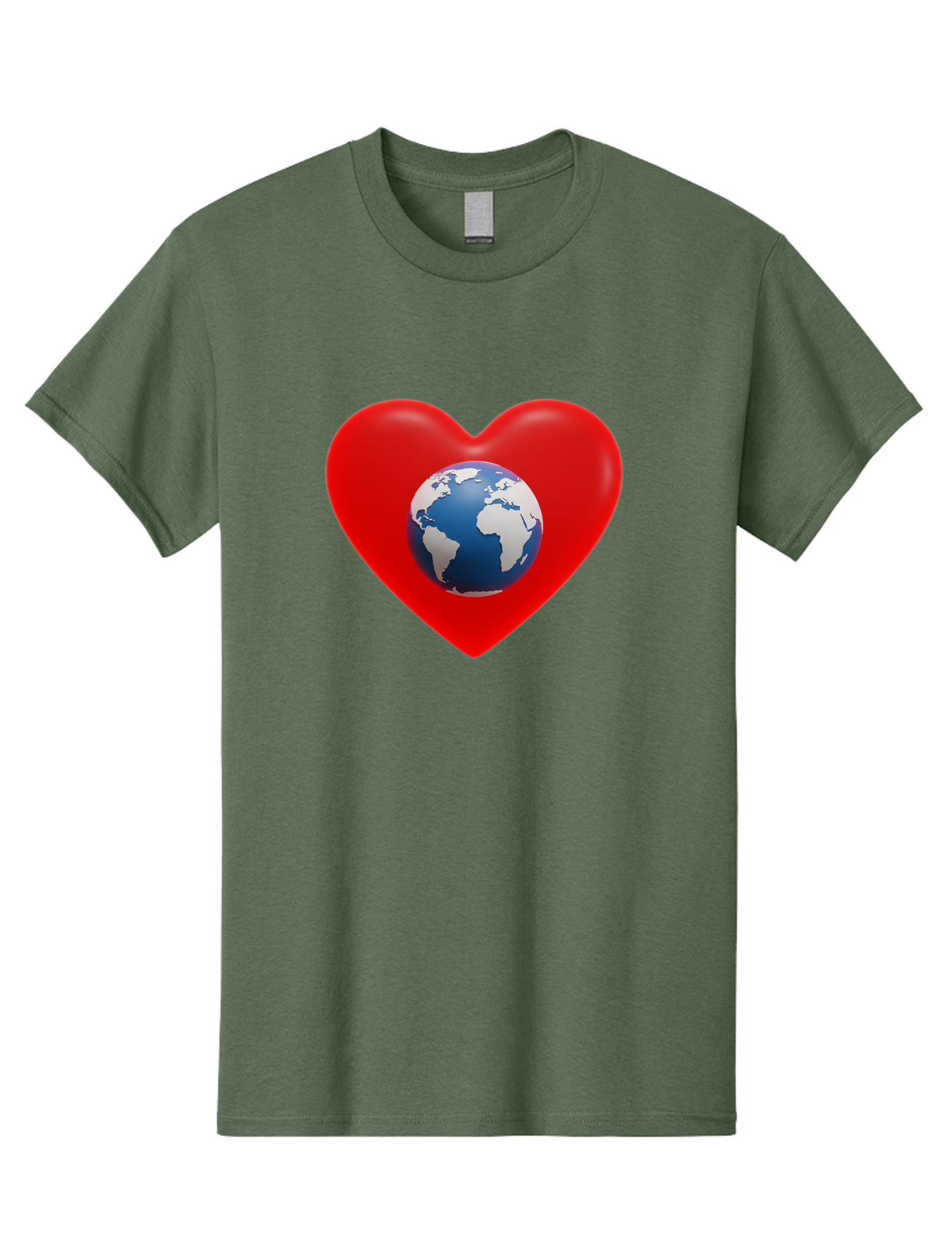 Earth-In-Heart Men'S Graphic Tee, 100% Cotton, Comfortable Casual Summer Wear, Machine Washable, Red Heart Shape, Earth Icon, Love Planet, Global Unity, Eco-Friendly Symbol, Heartwarming Imagery, World Love Baa584 7