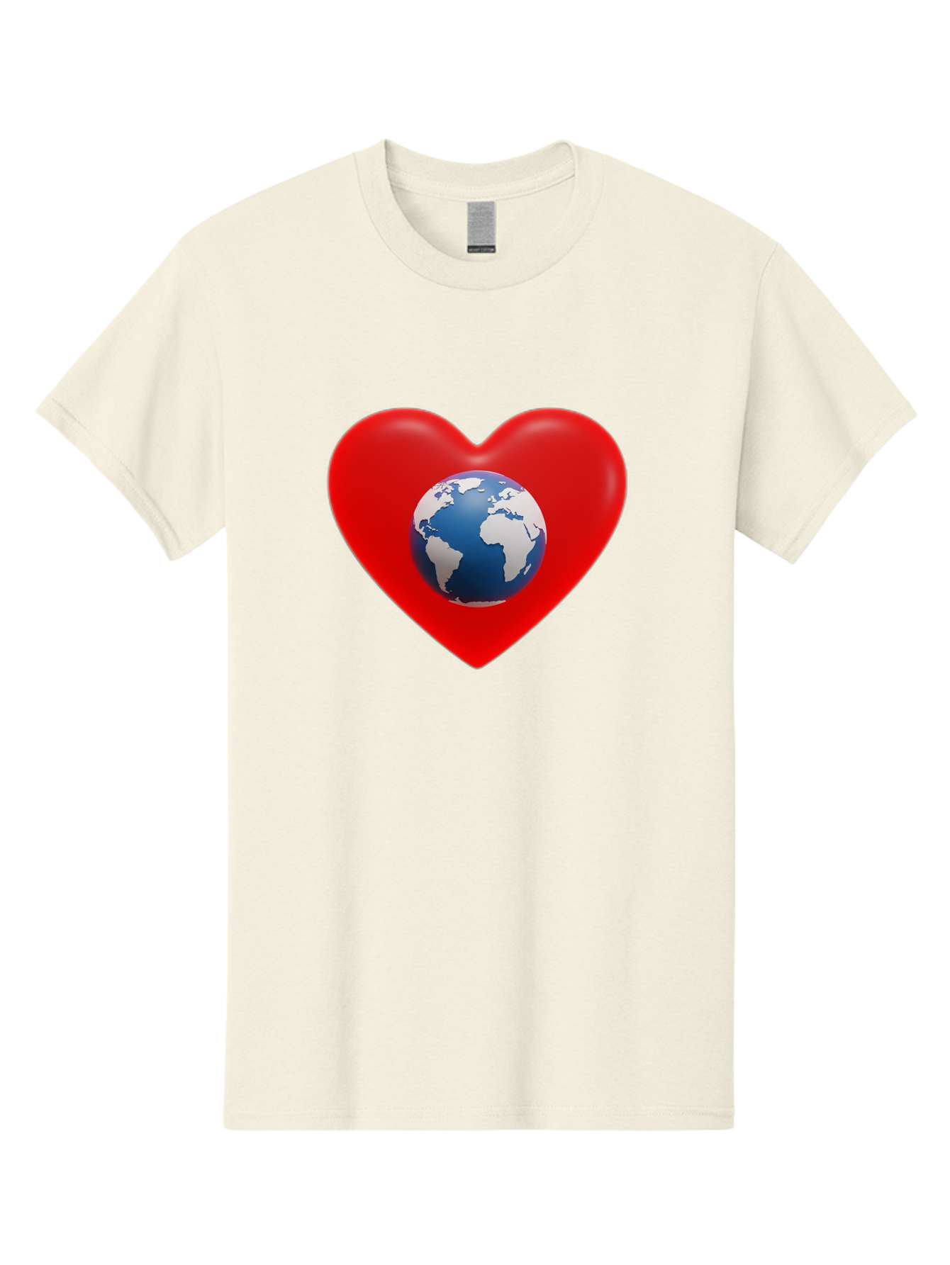 Earth-In-Heart Men'S Graphic Tee, 100% Cotton, Comfortable Casual Summer Wear, Machine Washable, Red Heart Shape, Earth Icon, Love Planet, Global Unity, Eco-Friendly Symbol, Heartwarming Imagery, World Love Baa584 17