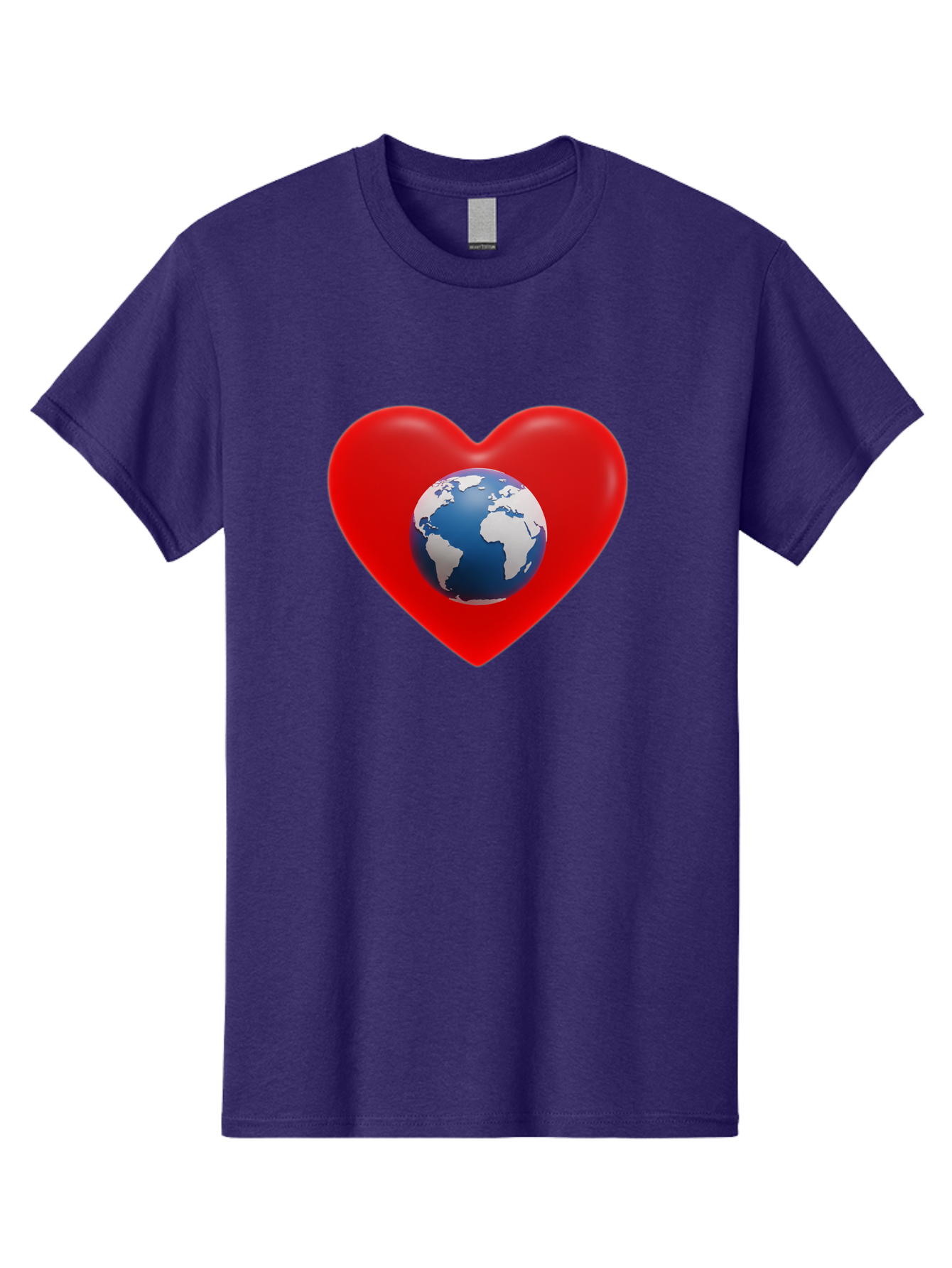 Earth-In-Heart Men'S Graphic Tee, 100% Cotton, Comfortable Casual Summer Wear, Machine Washable, Red Heart Shape, Earth Icon, Love Planet, Global Unity, Eco-Friendly Symbol, Heartwarming Imagery, World Love Baa584 13