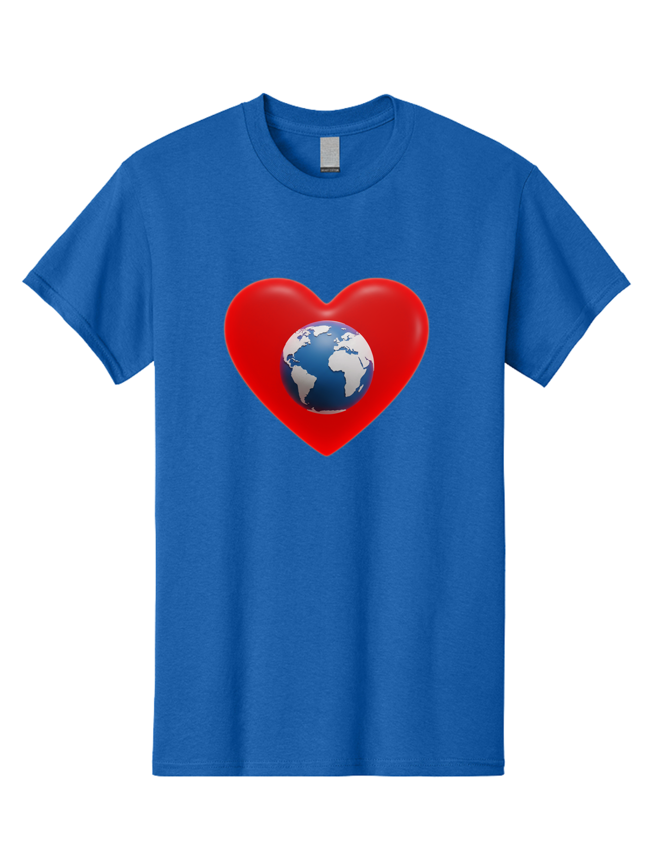 Earth-In-Heart Men'S Graphic Tee, 100% Cotton, Comfortable Casual Summer Wear, Machine Washable, Red Heart Shape, Earth Icon, Love Planet, Global Unity, Eco-Friendly Symbol, Heartwarming Imagery, World Love Baa584 23