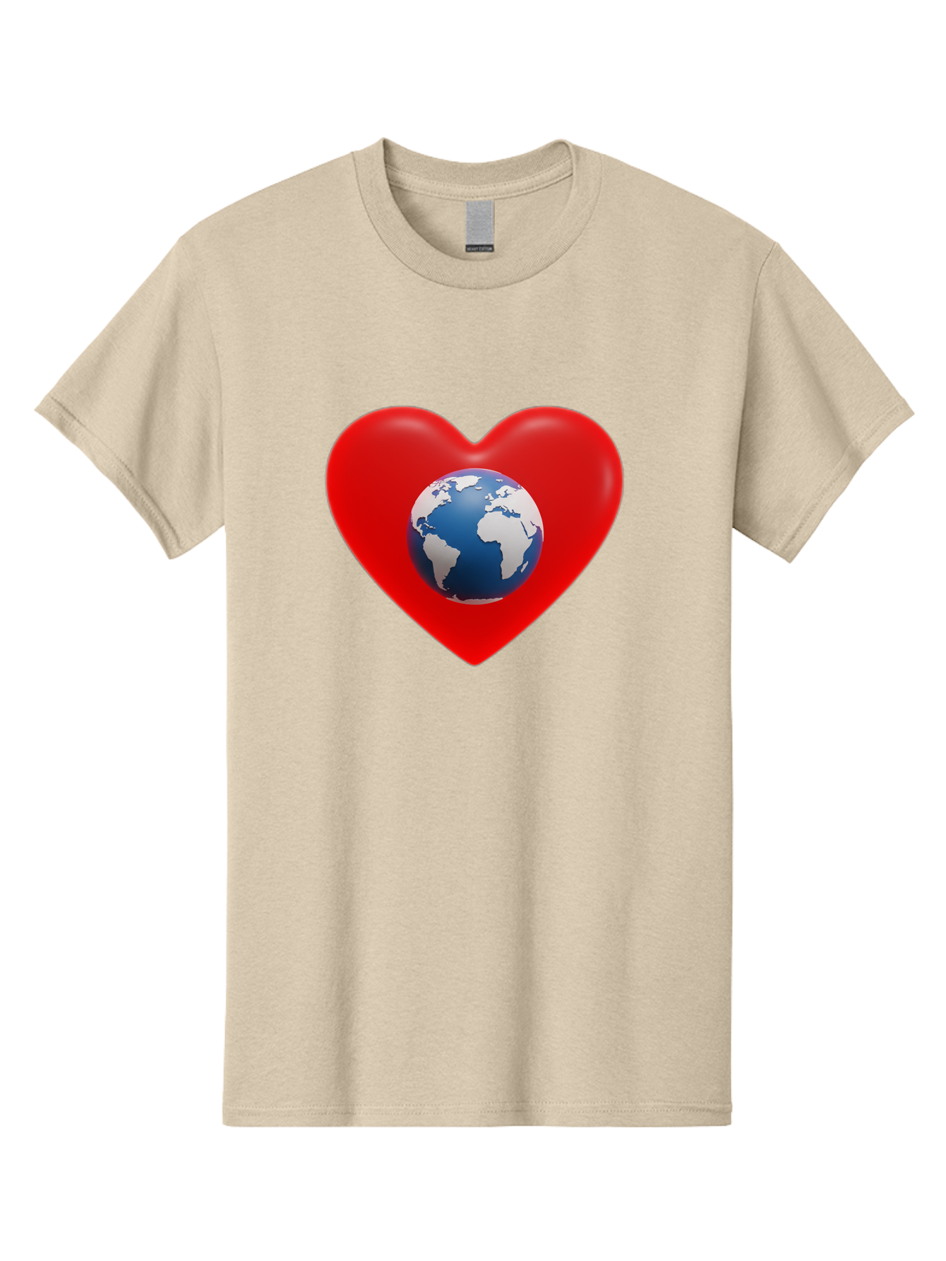 Earth-In-Heart Men'S Graphic Tee, 100% Cotton, Comfortable Casual Summer Wear, Machine Washable, Red Heart Shape, Earth Icon, Love Planet, Global Unity, Eco-Friendly Symbol, Heartwarming Imagery, World Love Baa584 9