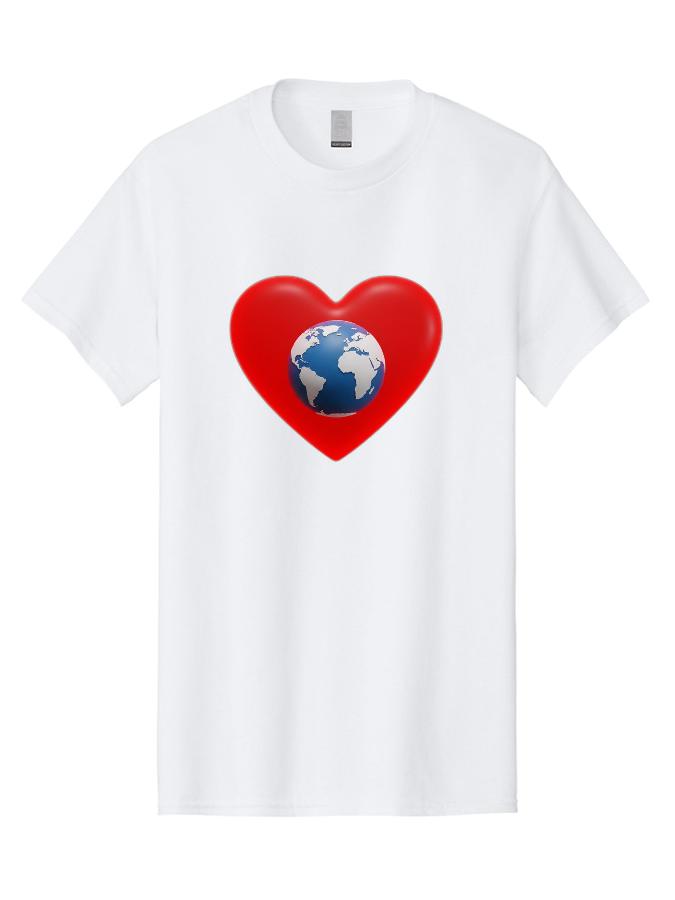 Earth-In-Heart Men'S Graphic Tee, 100% Cotton, Comfortable Casual Summer Wear, Machine Washable, Red Heart Shape, Earth Icon, Love Planet, Global Unity, Eco-Friendly Symbol, Heartwarming Imagery, World Love Baa584 27