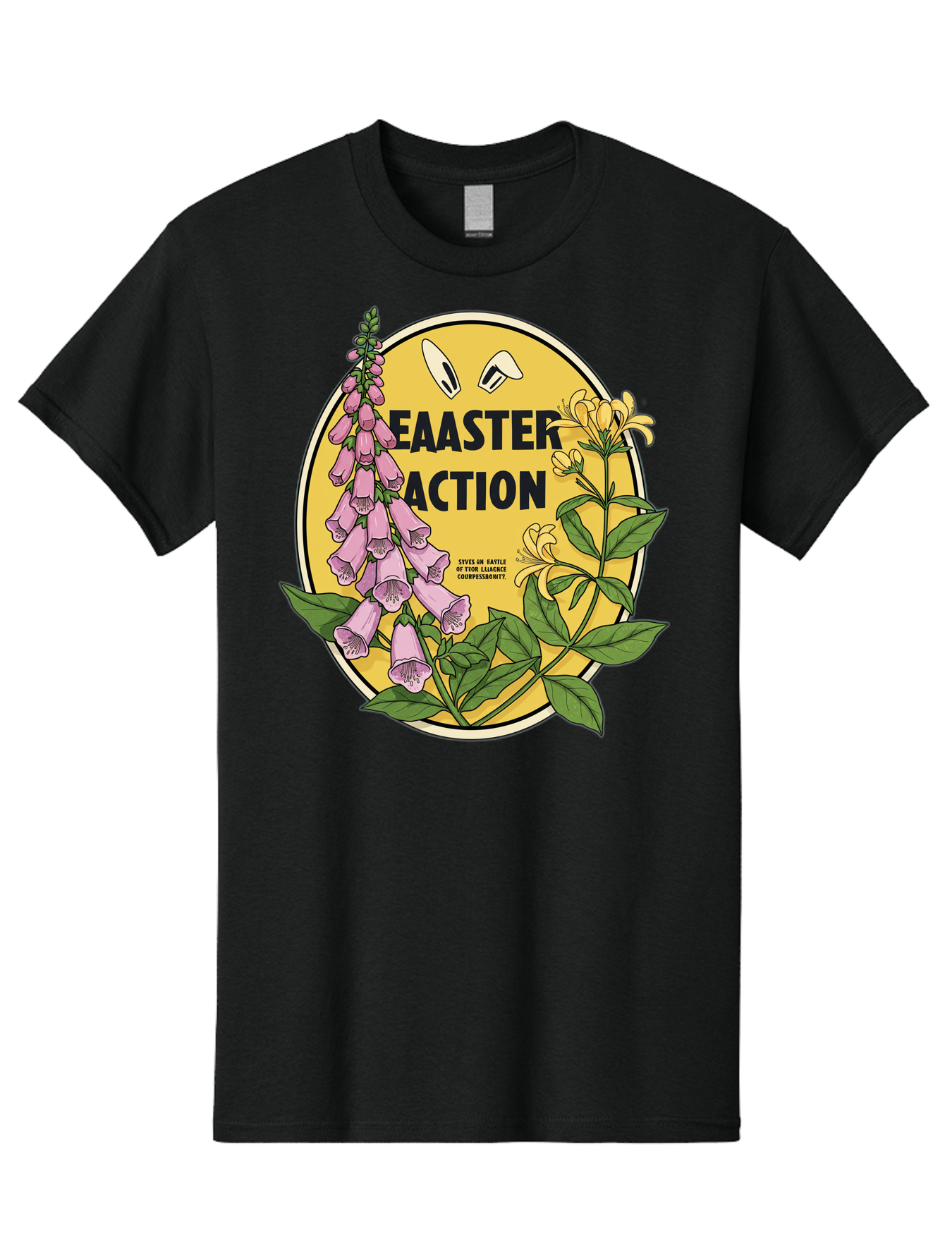 Easter-Action Men'S Graphic Tee, 100% Cotton, Comfortable Casual Summer Wear, Machine Washable, Easter Action Graphic, Easter Eggs, Digital Illustration, Foxglove Flowers, Spring Flowers, Pastel Colors, Botanical Art, Floral Design, Baa595 21