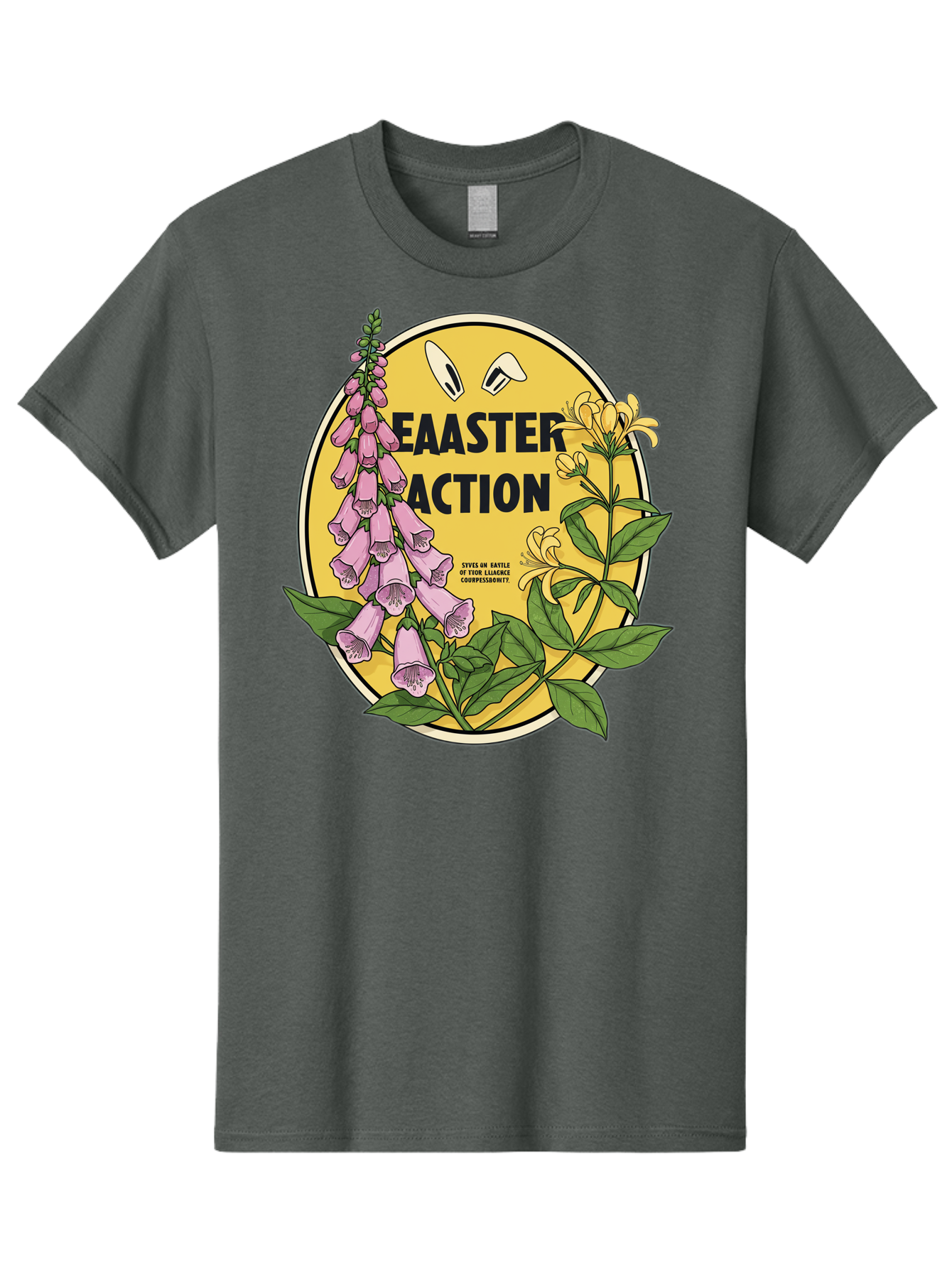 Easter-Action Men'S Graphic Tee, 100% Cotton, Comfortable Casual Summer Wear, Machine Washable, Easter Action Graphic, Easter Eggs, Digital Illustration, Foxglove Flowers, Spring Flowers, Pastel Colors, Botanical Art, Floral Design, Baa595 23