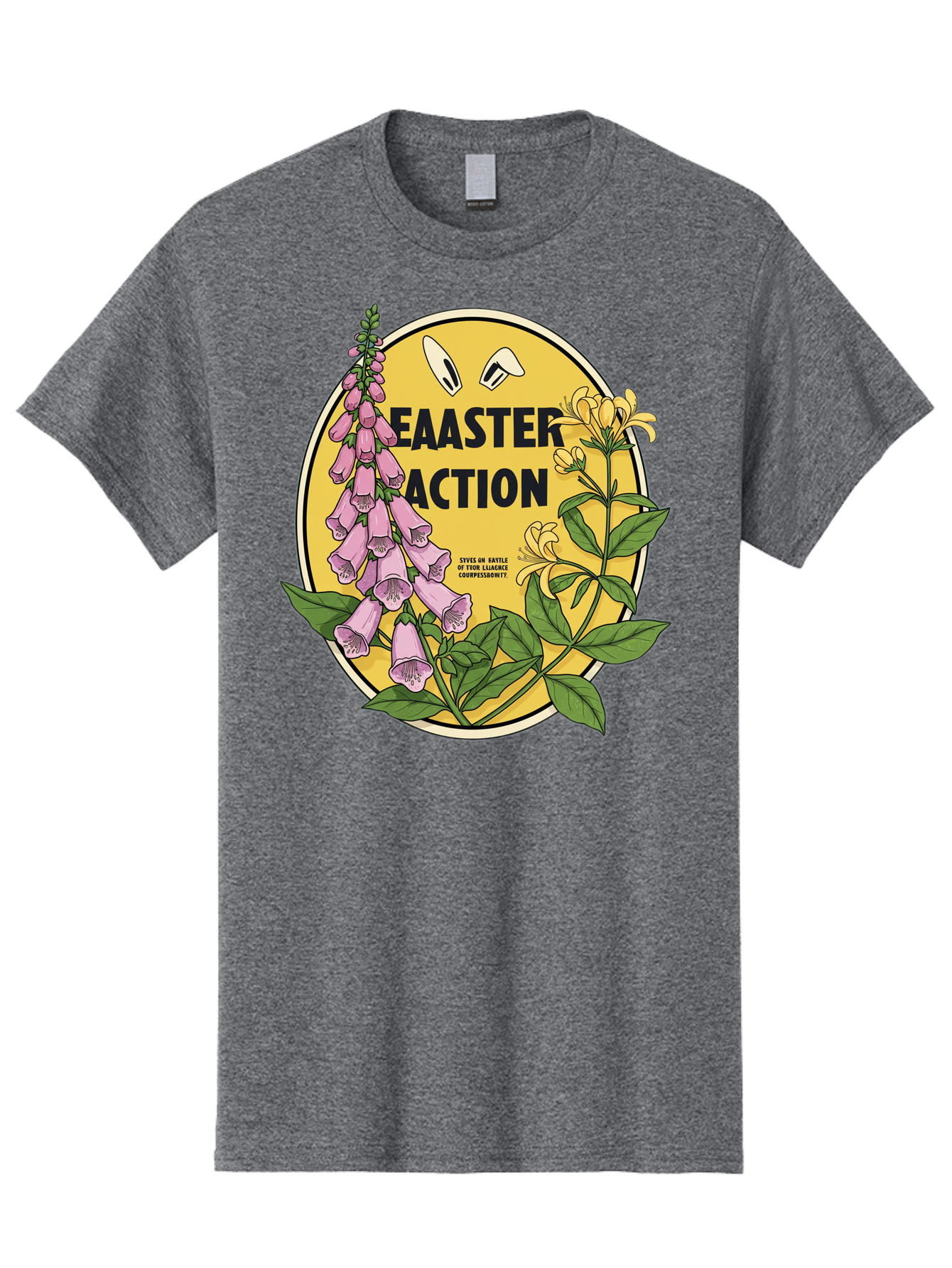 Easter-Action Men'S Graphic Tee, 100% Cotton, Comfortable Casual Summer Wear, Machine Washable, Easter Action Graphic, Easter Eggs, Digital Illustration, Foxglove Flowers, Spring Flowers, Pastel Colors, Botanical Art, Floral Design, Baa595 15