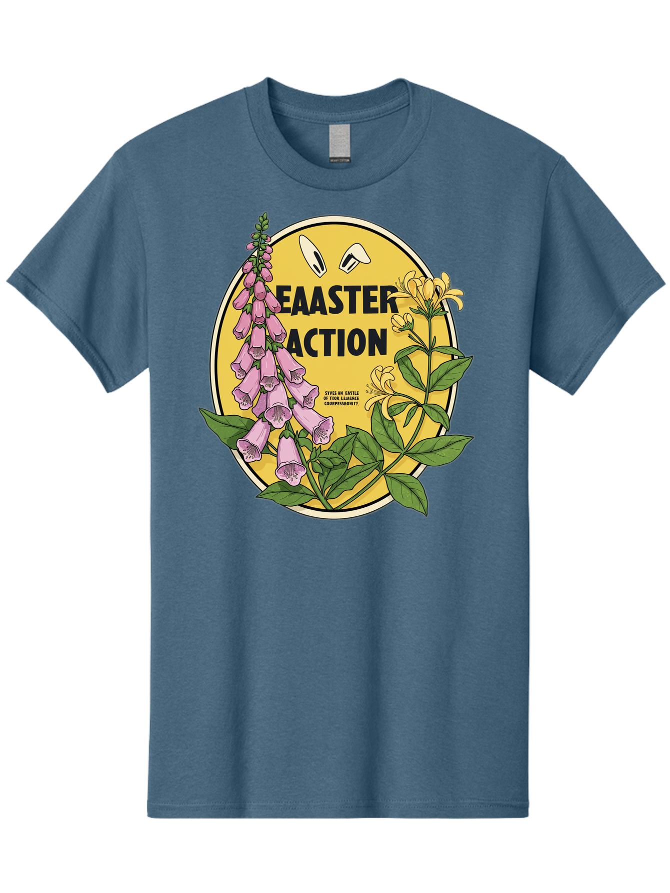 Easter-Action Men'S Graphic Tee, 100% Cotton, Comfortable Casual Summer Wear, Machine Washable, Easter Action Graphic, Easter Eggs, Digital Illustration, Foxglove Flowers, Spring Flowers, Pastel Colors, Botanical Art, Floral Design, Baa595 27