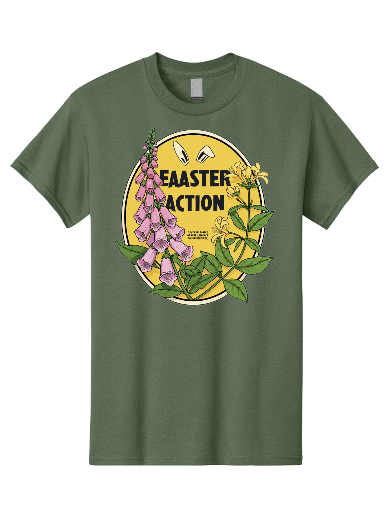 Easter-Action Men'S Graphic Tee, 100% Cotton, Comfortable Casual Summer Wear, Machine Washable, Easter Action Graphic, Easter Eggs, Digital Illustration, Foxglove Flowers, Spring Flowers, Pastel Colors, Botanical Art, Floral Design, Baa595 5