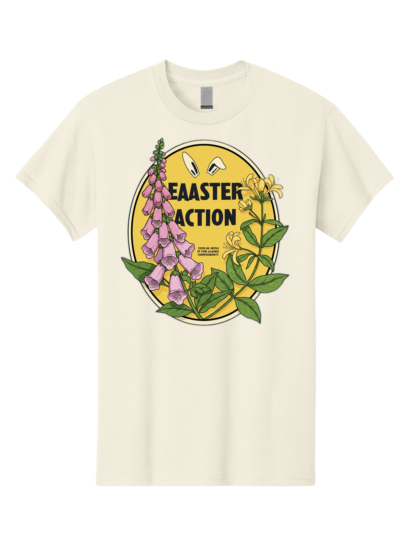 Easter-Action Men'S Graphic Tee, 100% Cotton, Comfortable Casual Summer Wear, Machine Washable, Easter Action Graphic, Easter Eggs, Digital Illustration, Foxglove Flowers, Spring Flowers, Pastel Colors, Botanical Art, Floral Design, Baa595 11