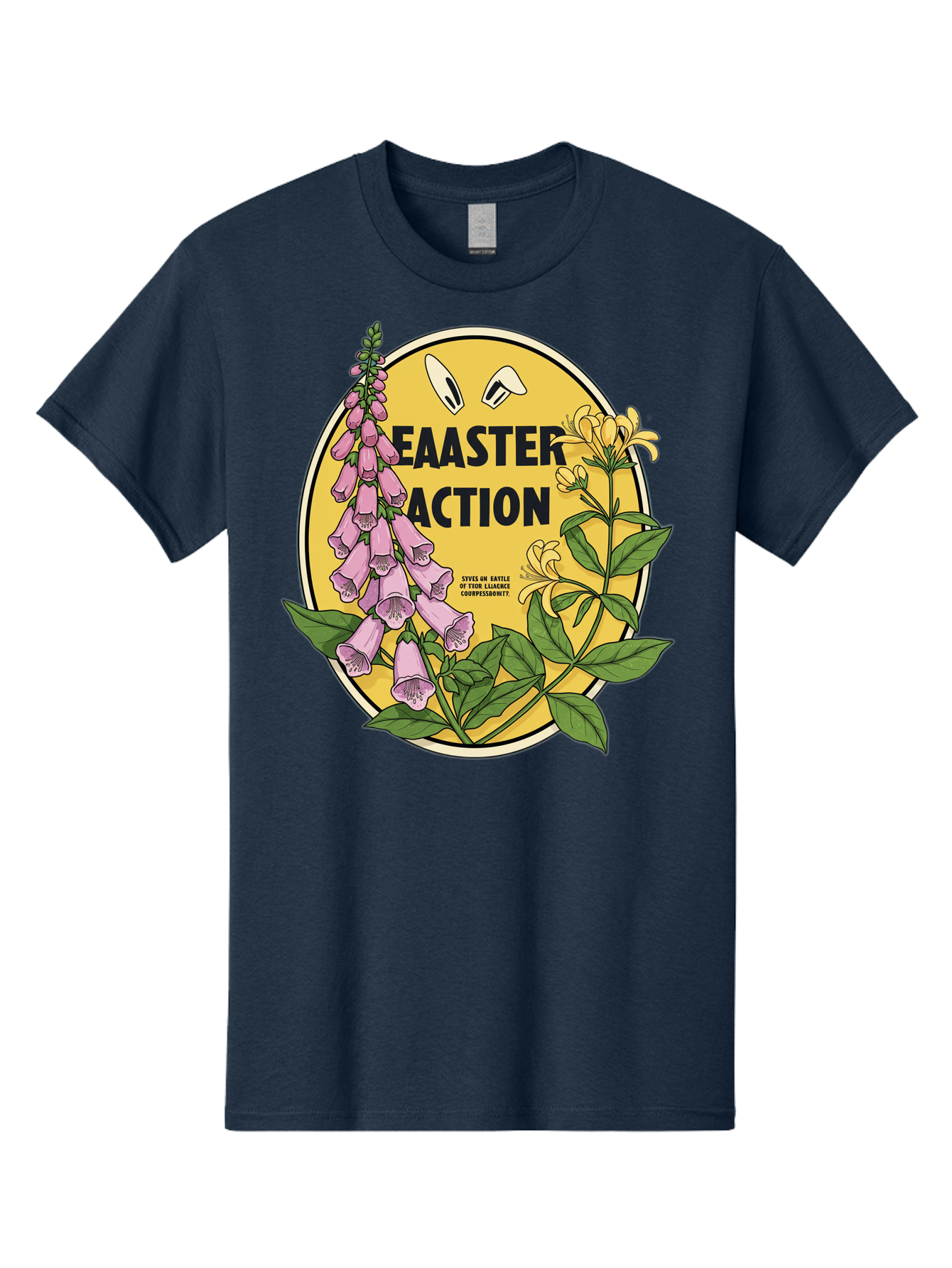 Easter-Action Men'S Graphic Tee, 100% Cotton, Comfortable Casual Summer Wear, Machine Washable, Easter Action Graphic, Easter Eggs, Digital Illustration, Foxglove Flowers, Spring Flowers, Pastel Colors, Botanical Art, Floral Design, Baa595 29