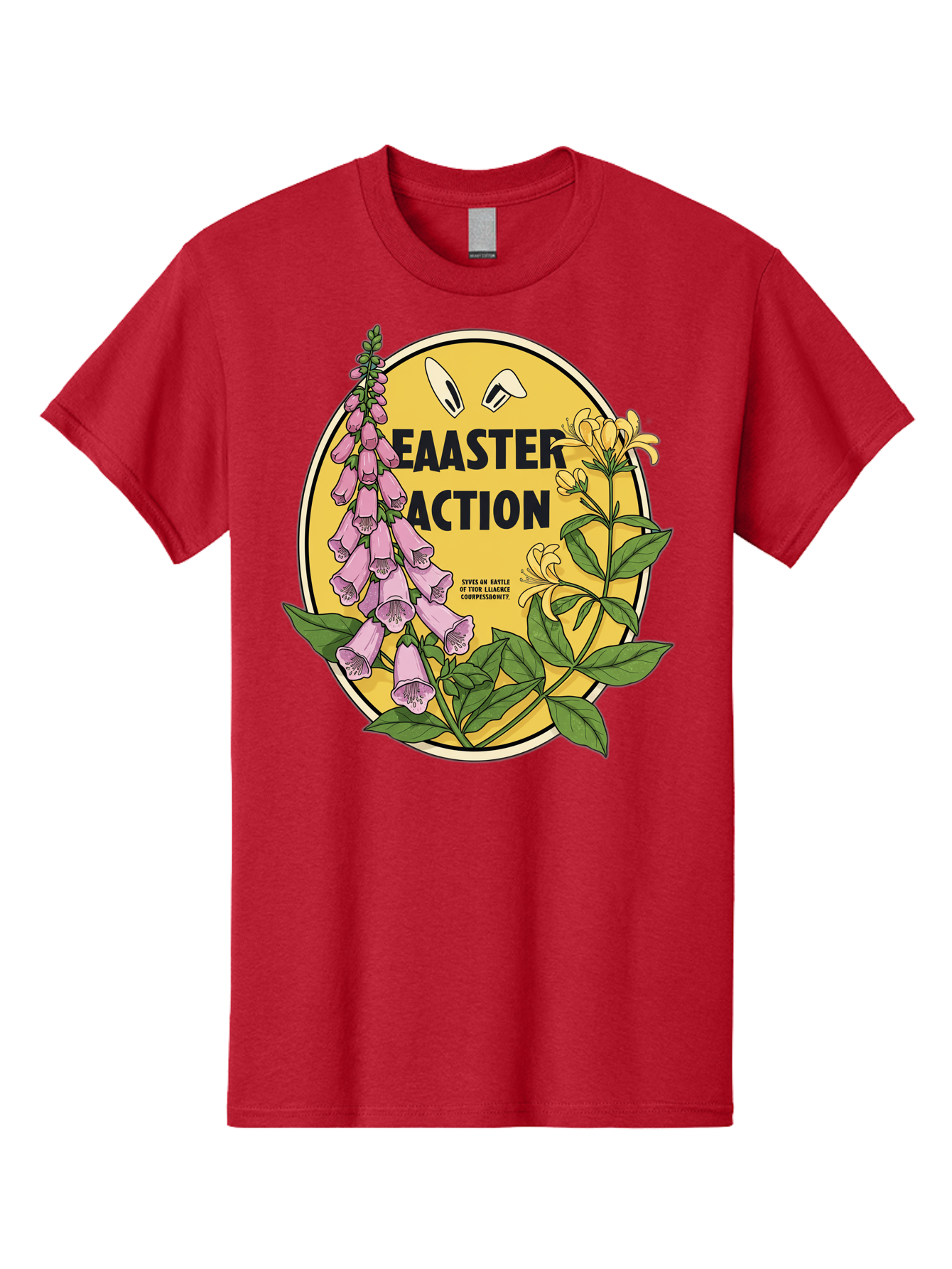 Easter-Action Men'S Graphic Tee, 100% Cotton, Comfortable Casual Summer Wear, Machine Washable, Easter Action Graphic, Easter Eggs, Digital Illustration, Foxglove Flowers, Spring Flowers, Pastel Colors, Botanical Art, Floral Design, Baa595 19