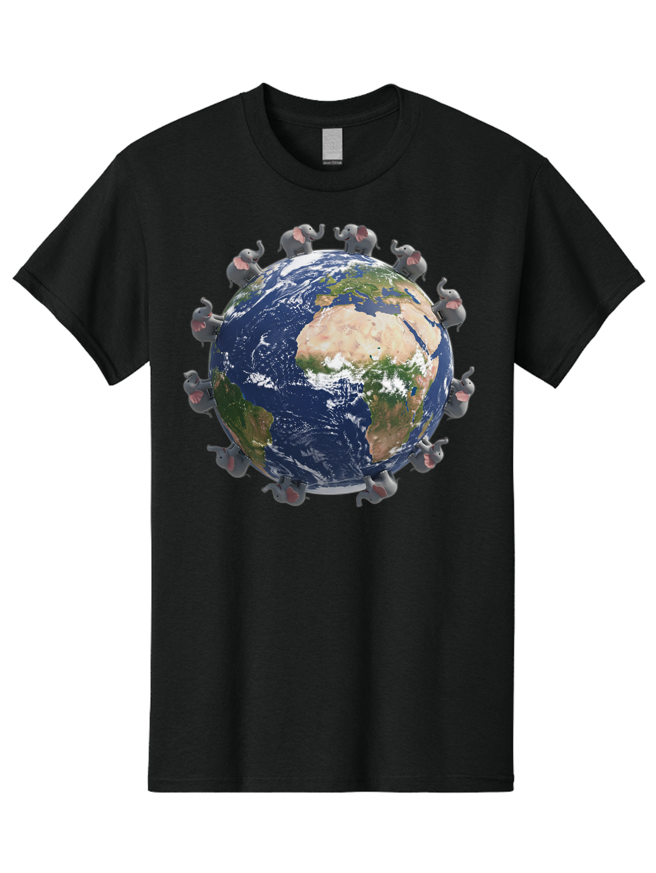 Elephants-Holding-Earth Men'S Graphic Tee, 100% Cotton, Comfortable Casual Summer Wear, Machine Washable, Elephants Surrounding The Earth, Global Unity, Conservation Efforts, Wildlife Protection, Animal Lovers, Earth'S Beauty, Baa644 21