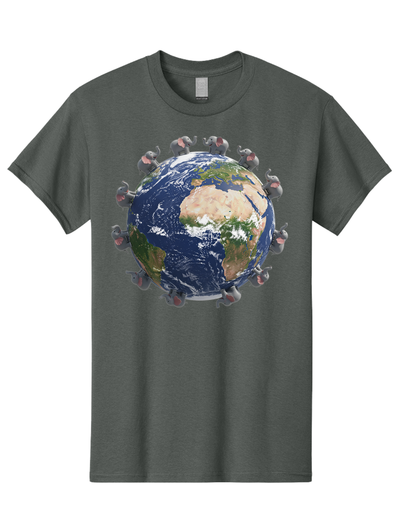 Elephants-Holding-Earth Men'S Graphic Tee, 100% Cotton, Comfortable Casual Summer Wear, Machine Washable, Elephants Surrounding The Earth, Global Unity, Conservation Efforts, Wildlife Protection, Animal Lovers, Earth'S Beauty, Baa644 15