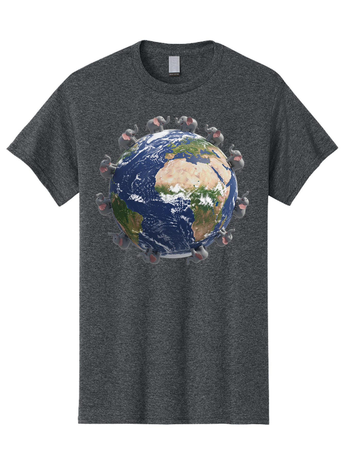 Elephants-Holding-Earth Men'S Graphic Tee, 100% Cotton, Comfortable Casual Summer Wear, Machine Washable, Elephants Surrounding The Earth, Global Unity, Conservation Efforts, Wildlife Protection, Animal Lovers, Earth'S Beauty, Baa644 29
