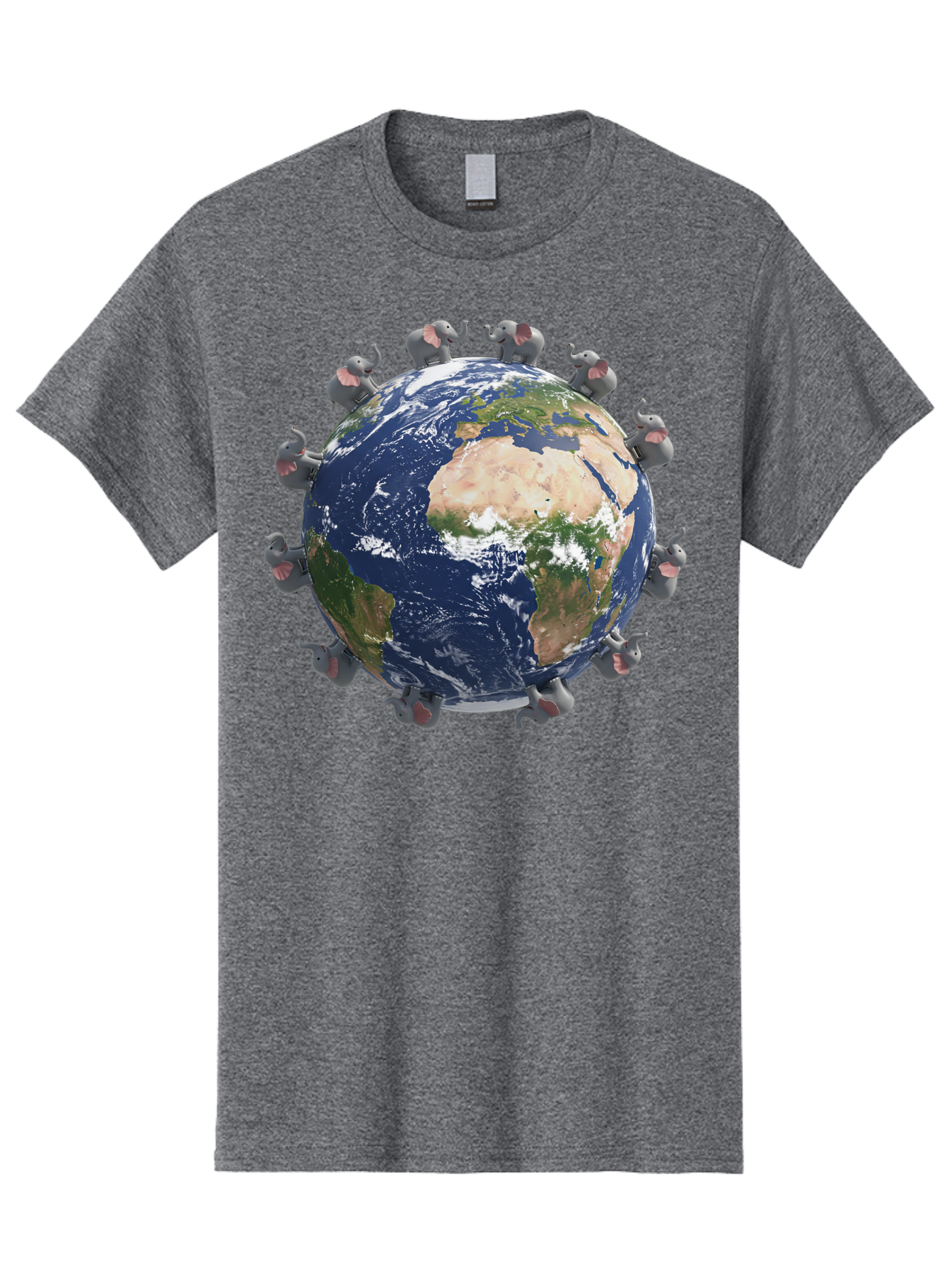 Elephants-Holding-Earth Men'S Graphic Tee, 100% Cotton, Comfortable Casual Summer Wear, Machine Washable, Elephants Surrounding The Earth, Global Unity, Conservation Efforts, Wildlife Protection, Animal Lovers, Earth'S Beauty, Baa644 17