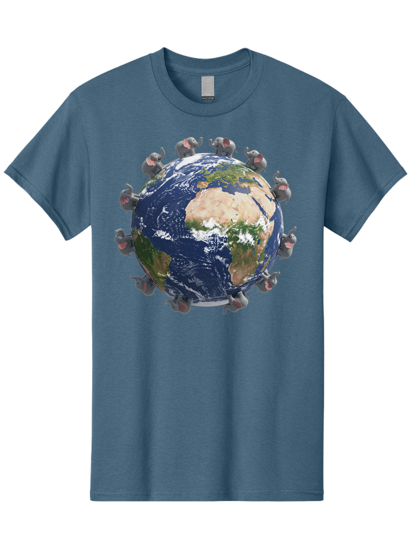 Elephants-Holding-Earth Men'S Graphic Tee, 100% Cotton, Comfortable Casual Summer Wear, Machine Washable, Elephants Surrounding The Earth, Global Unity, Conservation Efforts, Wildlife Protection, Animal Lovers, Earth'S Beauty, Baa644 27