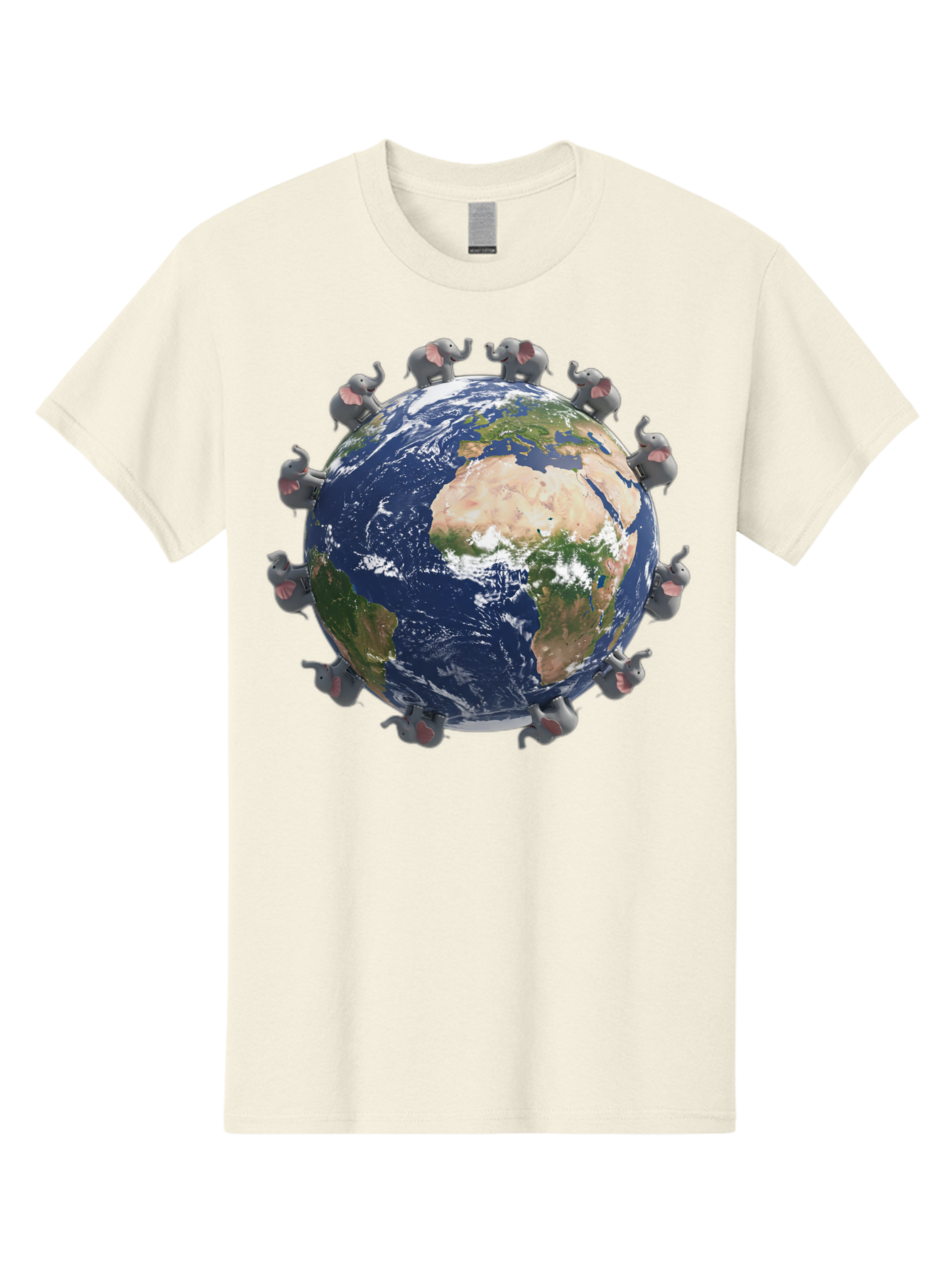 Elephants-Holding-Earth Men'S Graphic Tee, 100% Cotton, Comfortable Casual Summer Wear, Machine Washable, Elephants Surrounding The Earth, Global Unity, Conservation Efforts, Wildlife Protection, Animal Lovers, Earth'S Beauty, Baa644 7