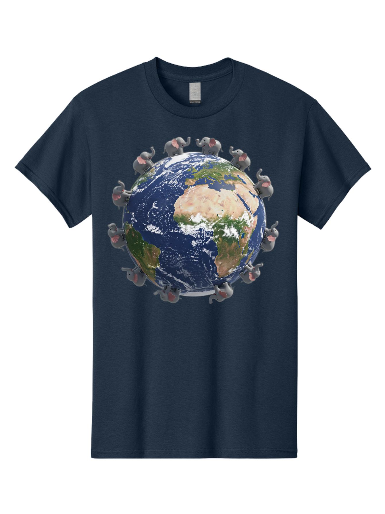 Elephants-Holding-Earth Men'S Graphic Tee, 100% Cotton, Comfortable Casual Summer Wear, Machine Washable, Elephants Surrounding The Earth, Global Unity, Conservation Efforts, Wildlife Protection, Animal Lovers, Earth'S Beauty, Baa644 3