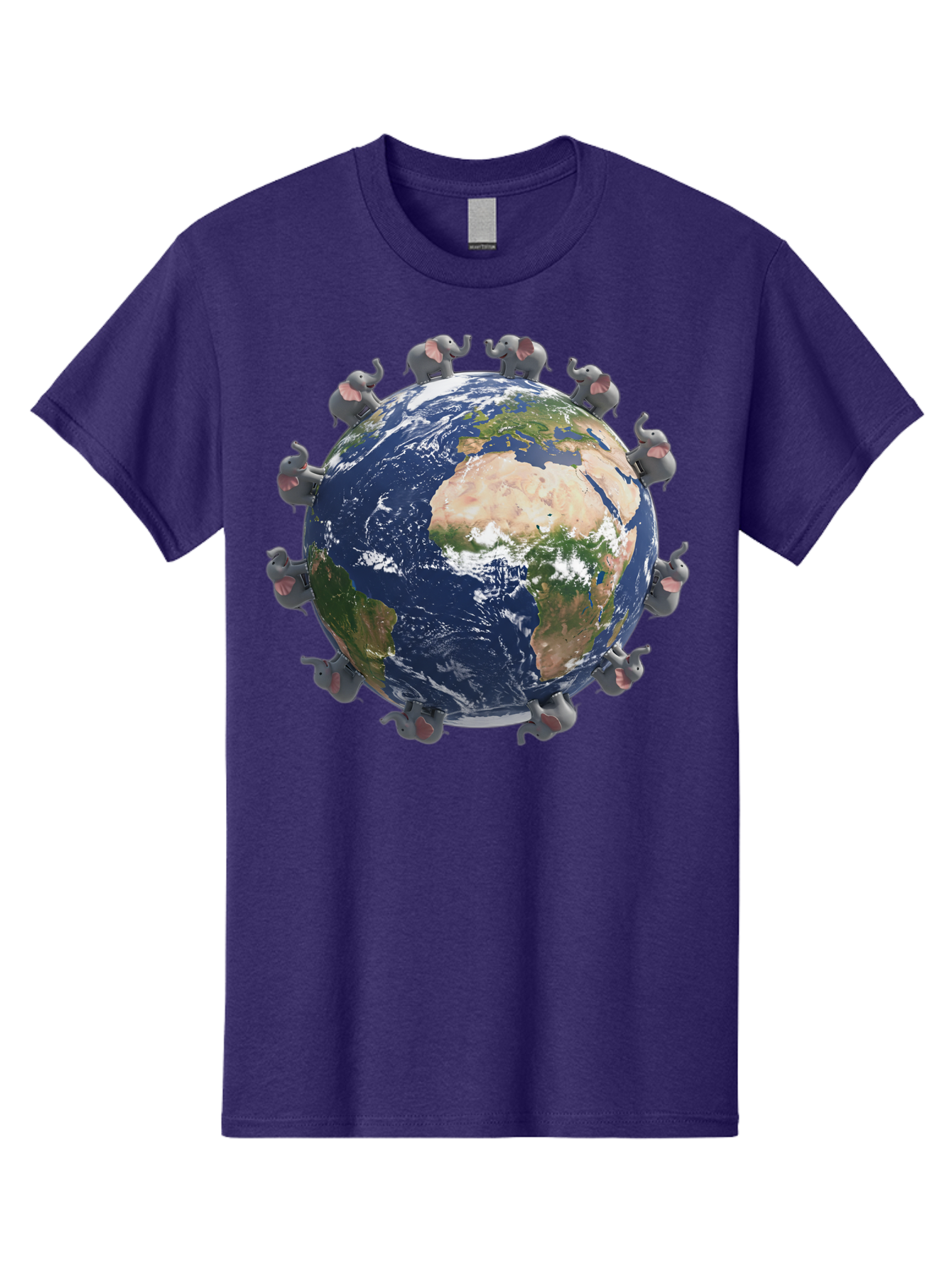 Elephants-Holding-Earth Men'S Graphic Tee, 100% Cotton, Comfortable Casual Summer Wear, Machine Washable, Elephants Surrounding The Earth, Global Unity, Conservation Efforts, Wildlife Protection, Animal Lovers, Earth'S Beauty, Baa644 13