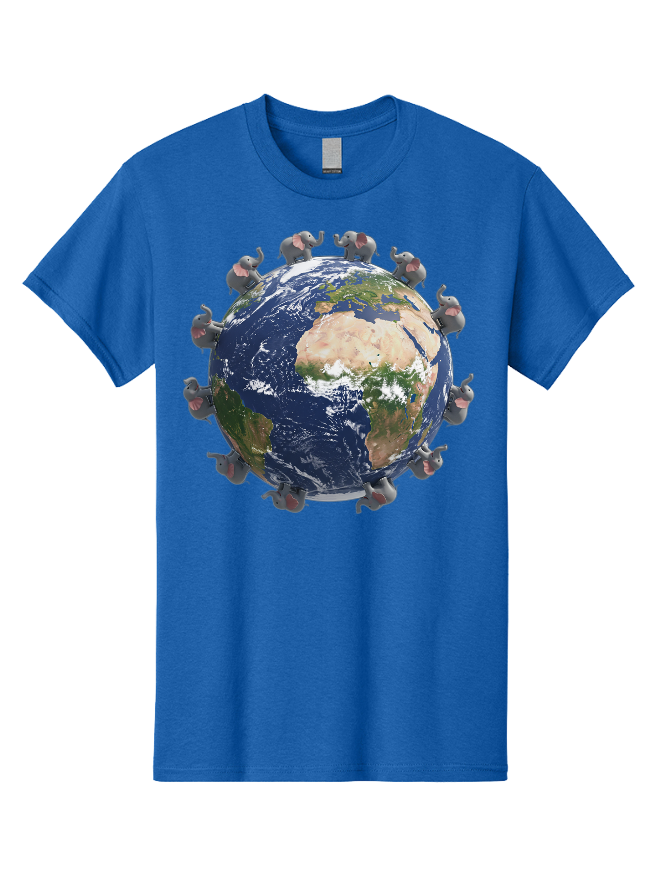 Elephants-Holding-Earth Men'S Graphic Tee, 100% Cotton, Comfortable Casual Summer Wear, Machine Washable, Elephants Surrounding The Earth, Global Unity, Conservation Efforts, Wildlife Protection, Animal Lovers, Earth'S Beauty, Baa644 23