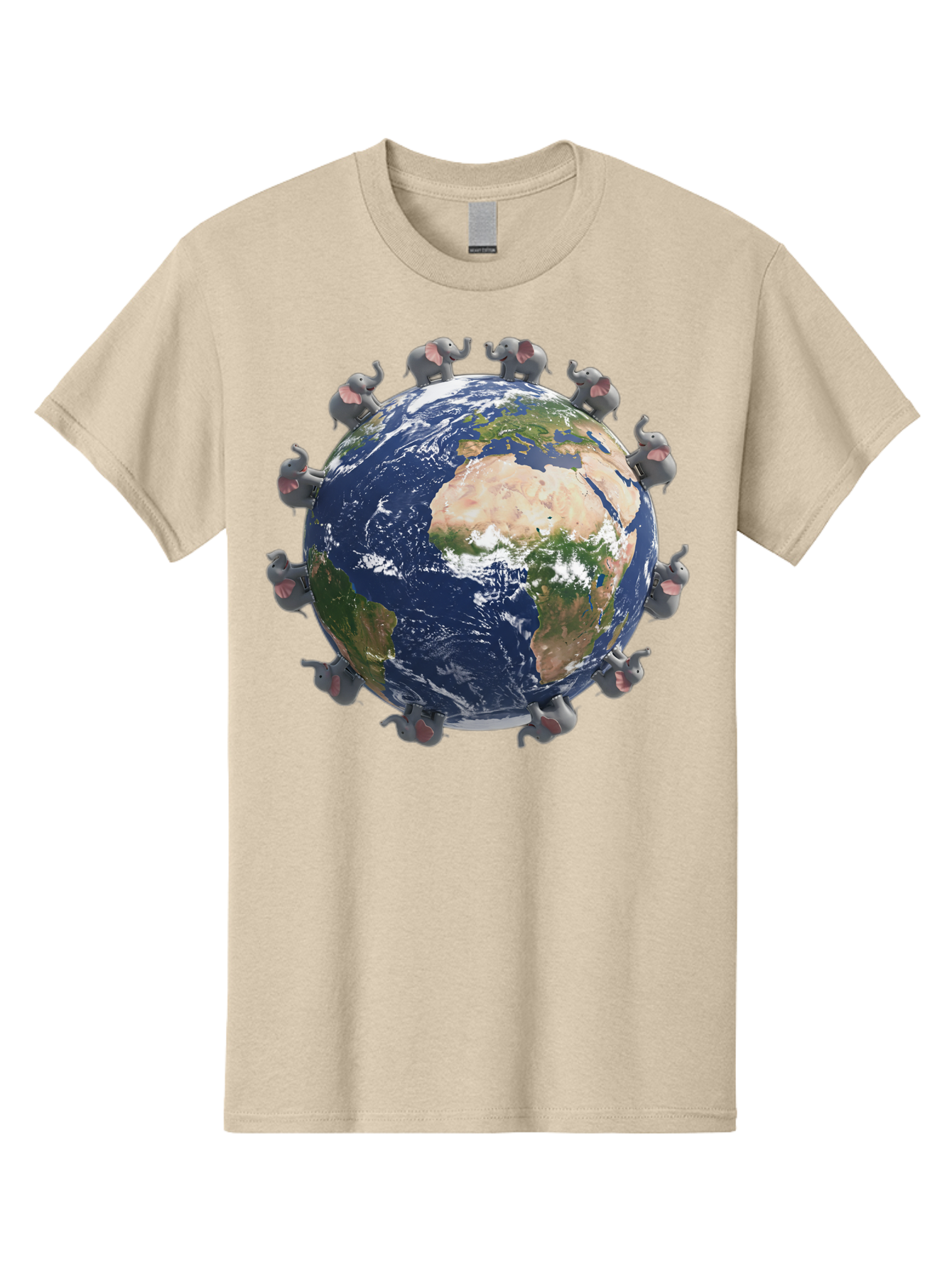 Elephants-Holding-Earth Men'S Graphic Tee, 100% Cotton, Comfortable Casual Summer Wear, Machine Washable, Elephants Surrounding The Earth, Global Unity, Conservation Efforts, Wildlife Protection, Animal Lovers, Earth'S Beauty, Baa644 11
