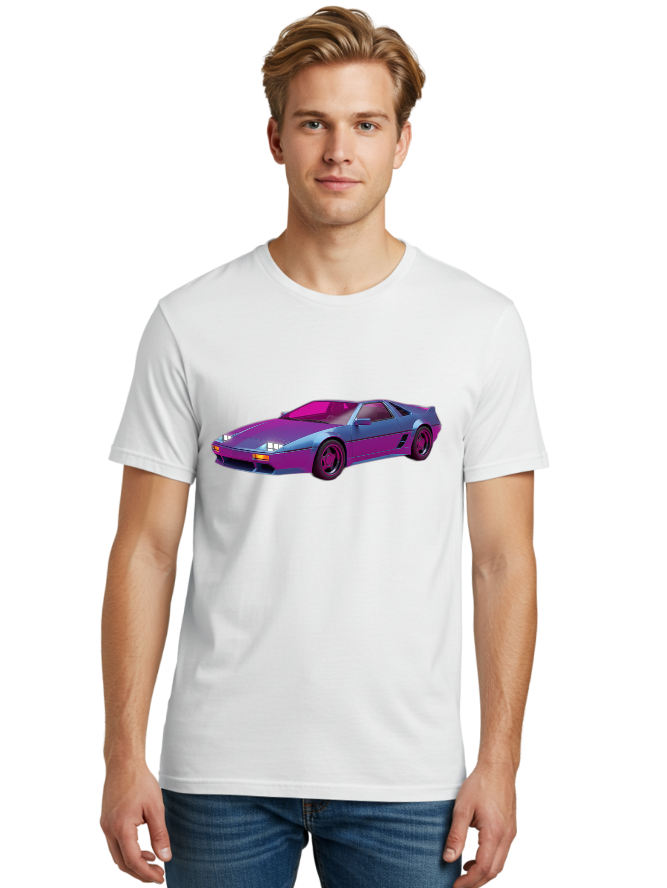 Ferrari-288-Gto Men'S Graphic Tee, 100% Cotton, Comfortable Casual Summer Wear, Machine Washable, Ferrari 288 Gto, Sports Car, Sleek Design, Vibrant Colors, Purple And Pink Gradient, Luxury Vehicle, High-Performance Car, Classic Ferrari Model, Baa670 4