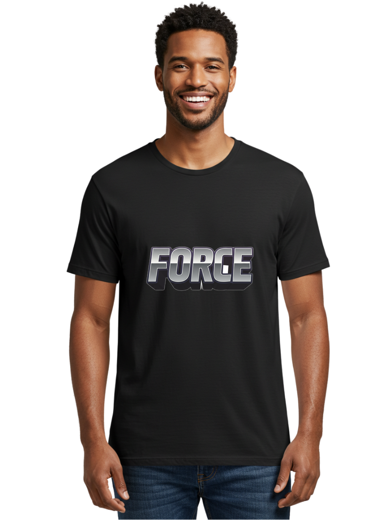 Force Men'S Graphic Tee, 100% Cotton, Comfortable Casual Summer Wear, Machine Washable, Forge Logo, Silver Metallic Text, 3D Effect, Chrome Finish, Bold Typography, Modern Design, Strength Symbol, Power Emblem, Industrial Branding Baa690 14