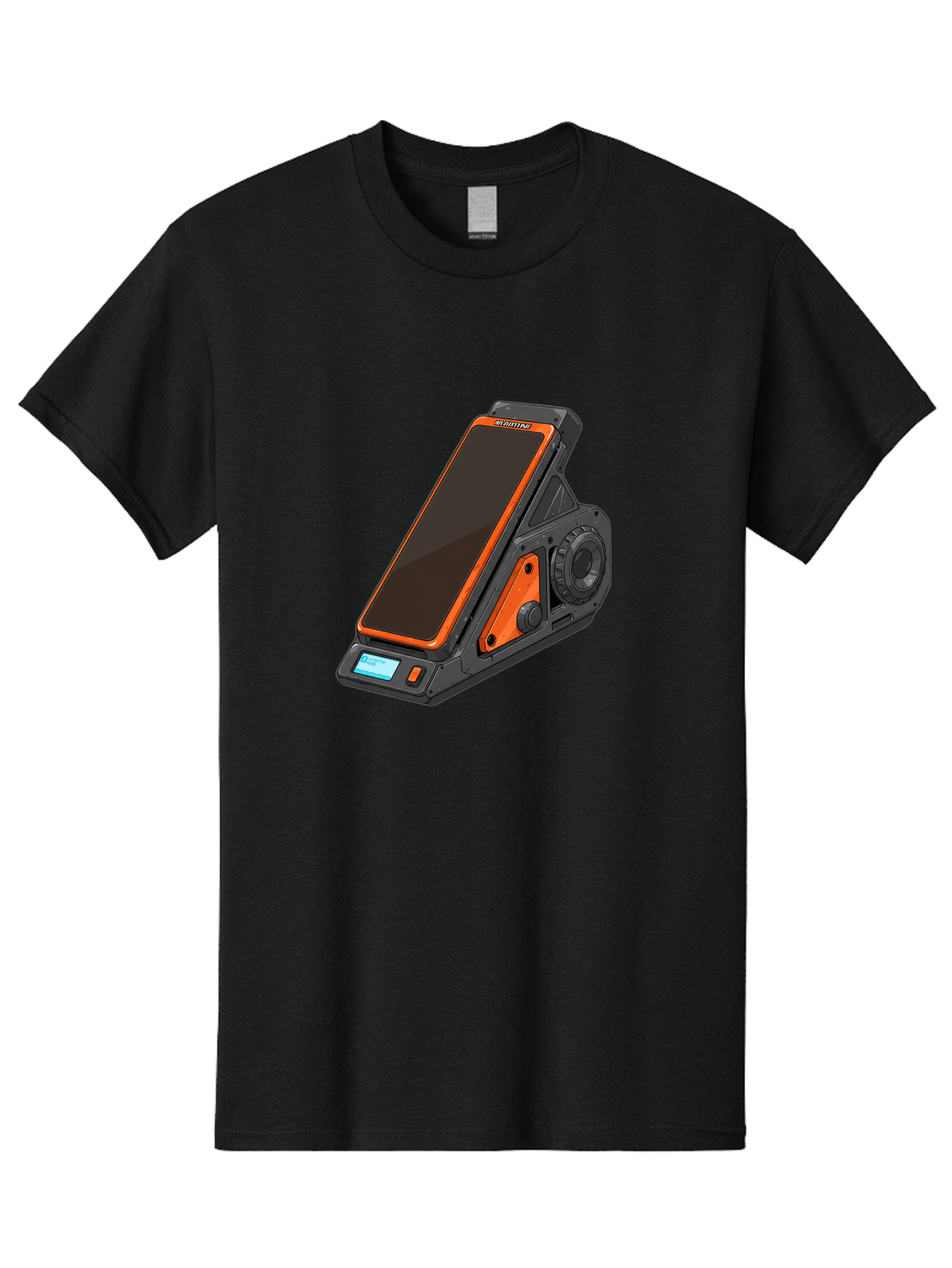 Gaming-Phone-Holder Men'S Graphic Tee, 100% Cotton, Comfortable Casual Summer Wear, Machine Washable, Smartphone With Gaming Features, Orange Accents, Black Design, Futuristic Technology, Gaming Phone, High-Performance Device, Baa708 29