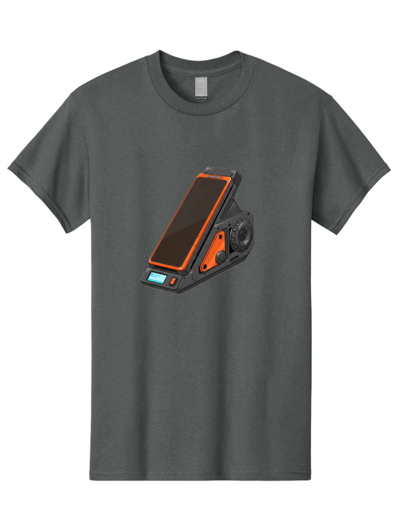 Gaming-Phone-Holder Men'S Graphic Tee, 100% Cotton, Comfortable Casual Summer Wear, Machine Washable, Smartphone With Gaming Features, Orange Accents, Black Design, Futuristic Technology, Gaming Phone, High-Performance Device, Baa708 15