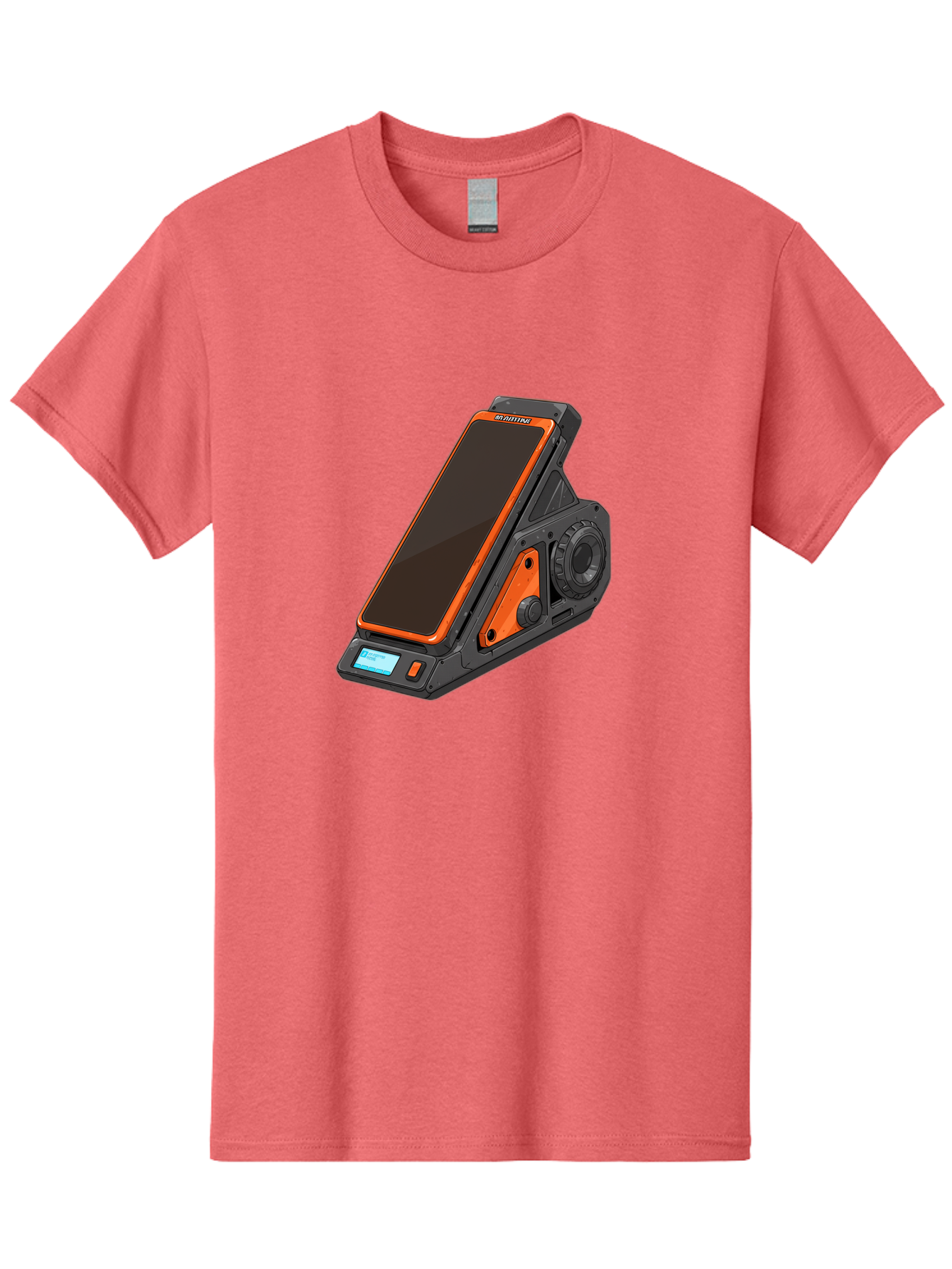 Gaming-Phone-Holder Men'S Graphic Tee, 100% Cotton, Comfortable Casual Summer Wear, Machine Washable, Smartphone With Gaming Features, Orange Accents, Black Design, Futuristic Technology, Gaming Phone, High-Performance Device, Baa708 23