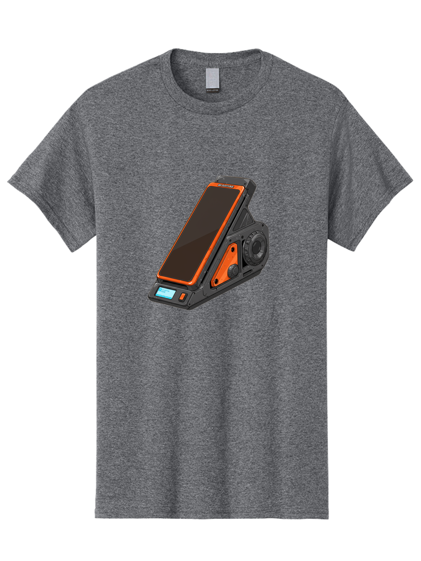 Gaming-Phone-Holder Men'S Graphic Tee, 100% Cotton, Comfortable Casual Summer Wear, Machine Washable, Smartphone With Gaming Features, Orange Accents, Black Design, Futuristic Technology, Gaming Phone, High-Performance Device, Baa708 27