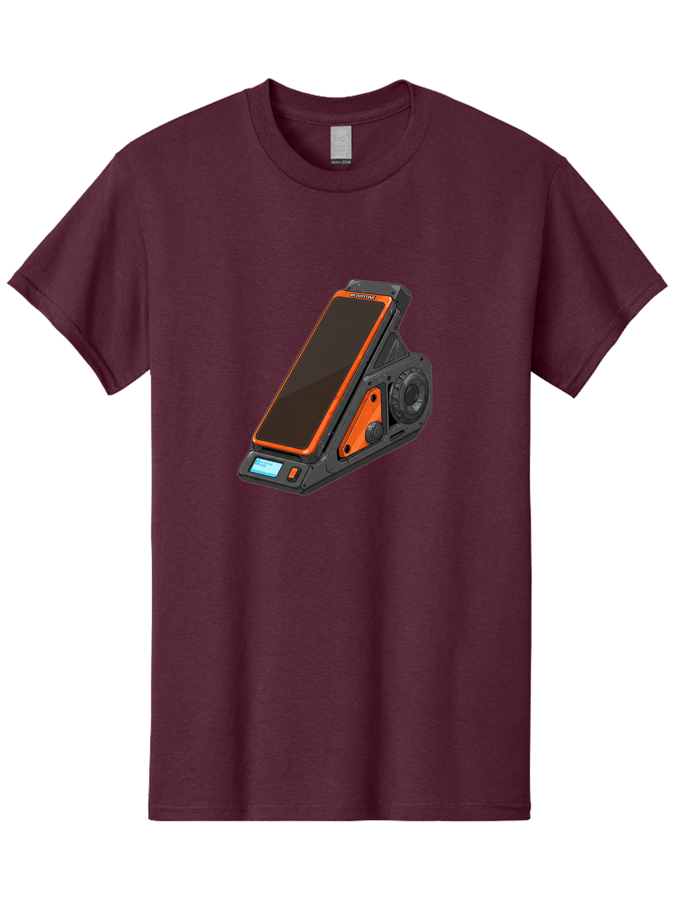 Gaming-Phone-Holder Men'S Graphic Tee, 100% Cotton, Comfortable Casual Summer Wear, Machine Washable, Smartphone With Gaming Features, Orange Accents, Black Design, Futuristic Technology, Gaming Phone, High-Performance Device, Baa708 3