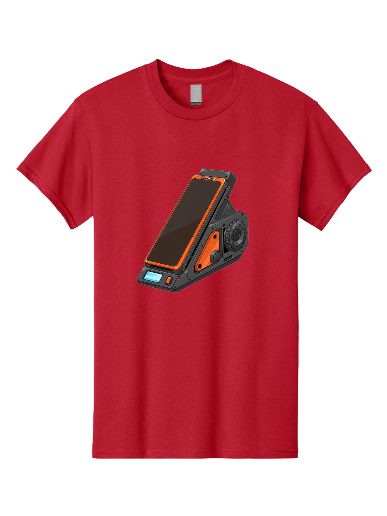 Gaming-Phone-Holder Men'S Graphic Tee, 100% Cotton, Comfortable Casual Summer Wear, Machine Washable, Smartphone With Gaming Features, Orange Accents, Black Design, Futuristic Technology, Gaming Phone, High-Performance Device, Baa708 21