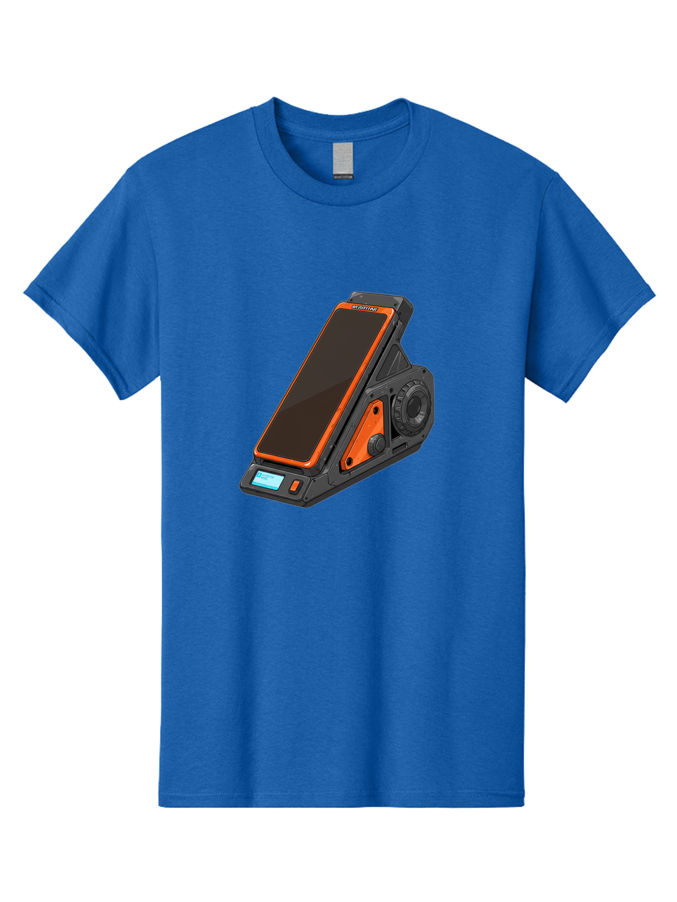 Gaming-Phone-Holder Men'S Graphic Tee, 100% Cotton, Comfortable Casual Summer Wear, Machine Washable, Smartphone With Gaming Features, Orange Accents, Black Design, Futuristic Technology, Gaming Phone, High-Performance Device, Baa708 5