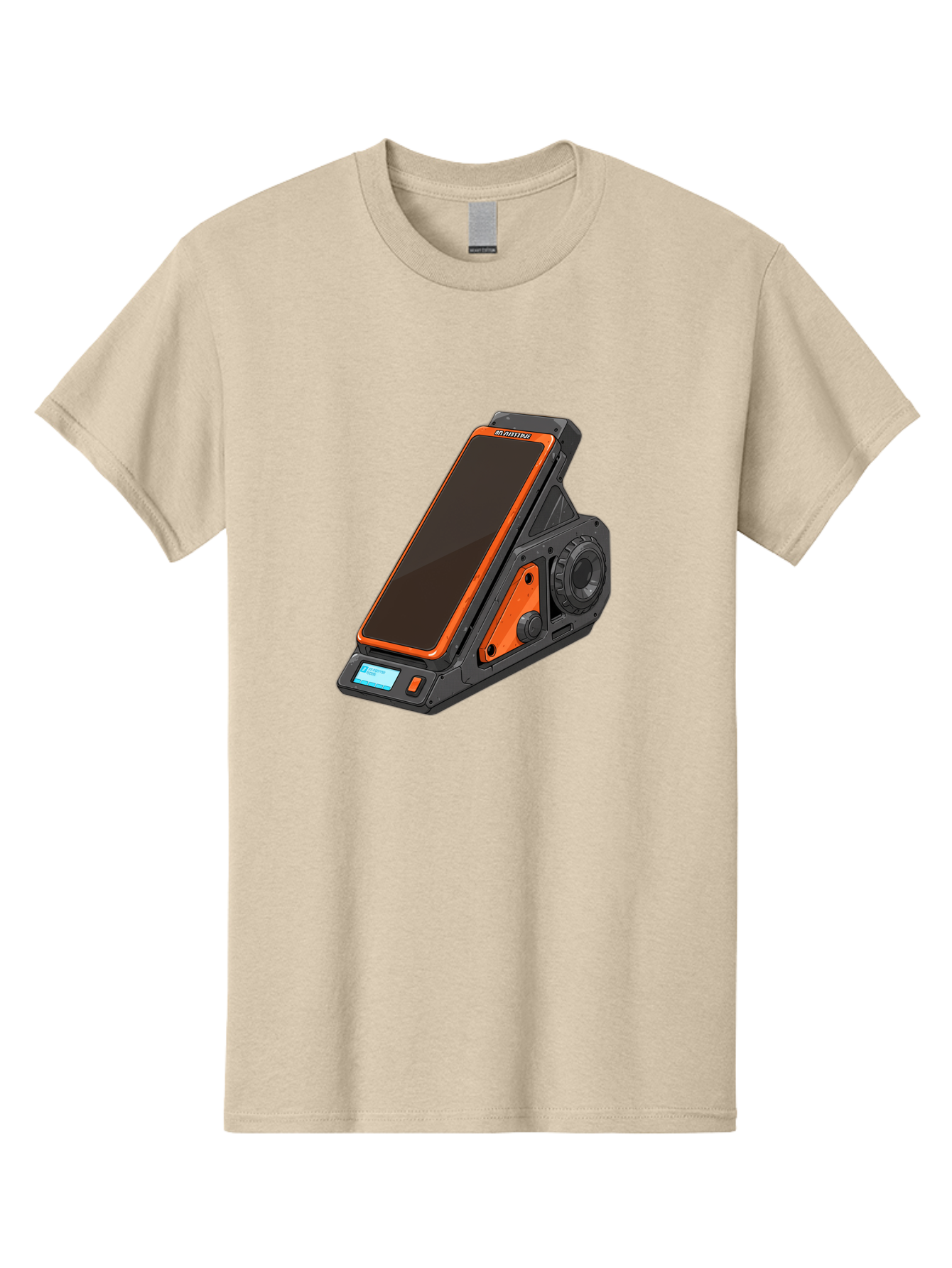 Gaming-Phone-Holder Men'S Graphic Tee, 100% Cotton, Comfortable Casual Summer Wear, Machine Washable, Smartphone With Gaming Features, Orange Accents, Black Design, Futuristic Technology, Gaming Phone, High-Performance Device, Baa708 17