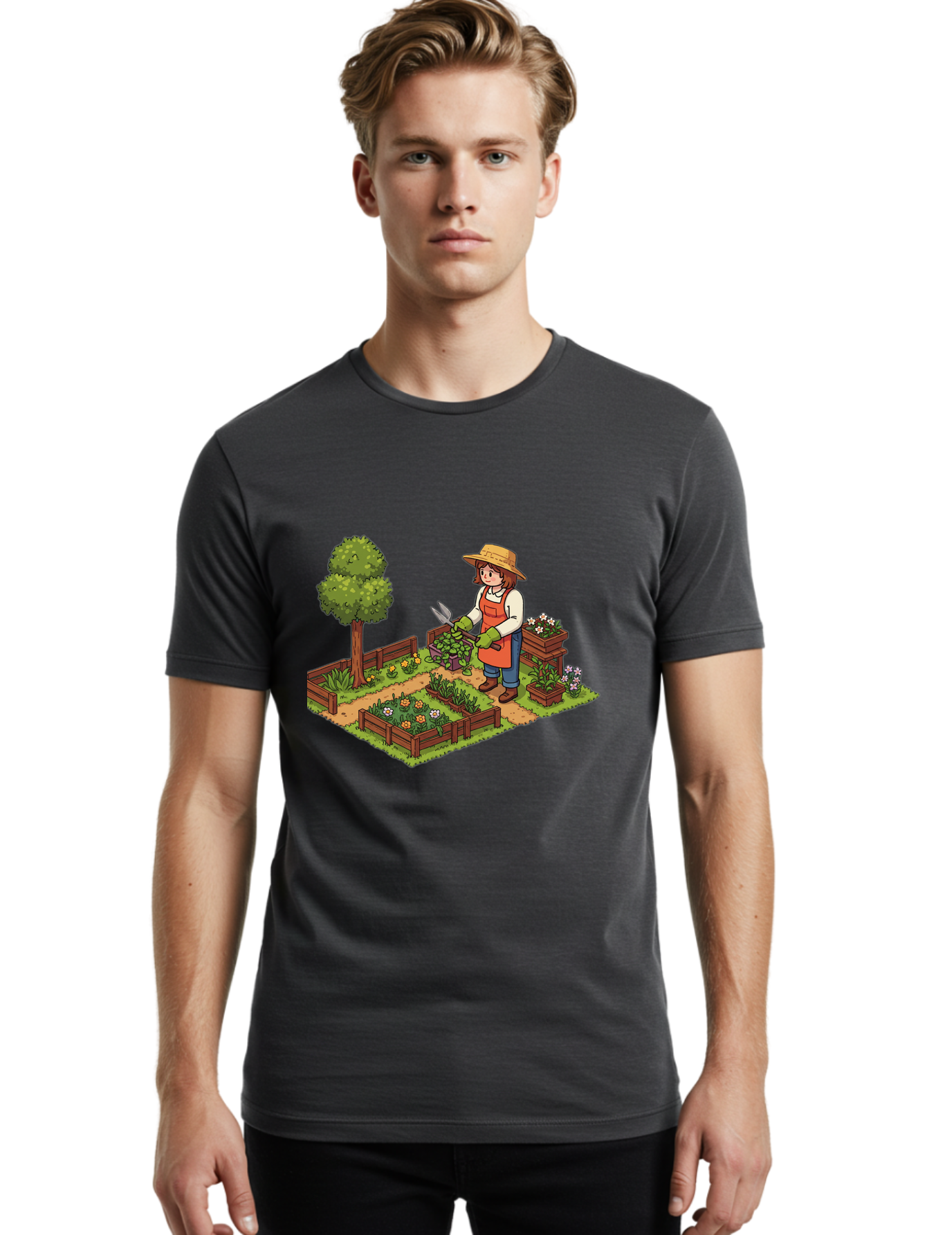 Gardener Men'S Graphic Tee, 100% Cotton, Comfortable Casual Summer Wear, Machine Washable, Gardening, Flower Gardening, Gardening Tools, Gardening Apron, Gardening Hat, Gardening Gloves, Potted Plants, Gardening Scenery, Serene Garden, Baa720 26