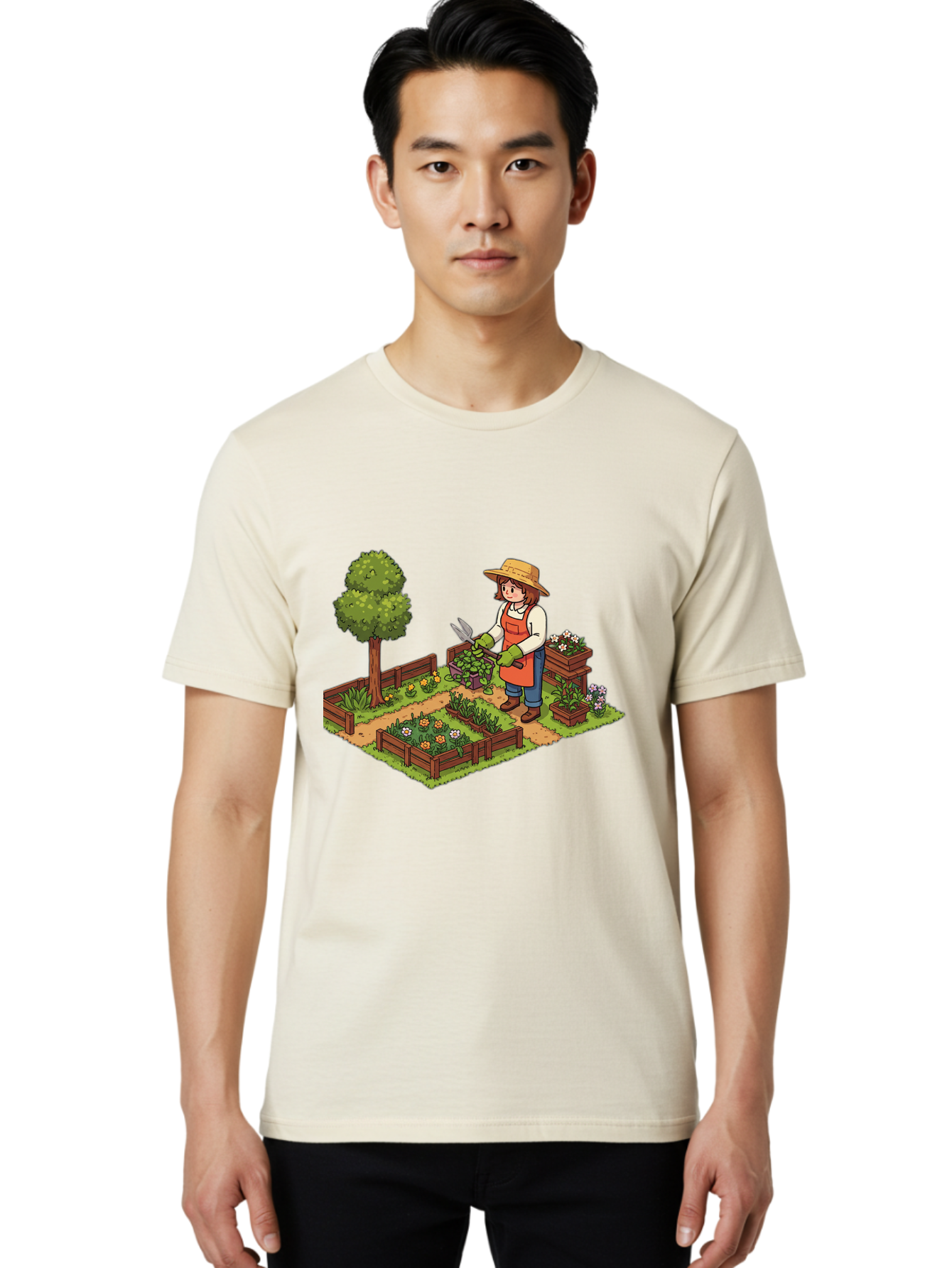 Gardener Men'S Graphic Tee, 100% Cotton, Comfortable Casual Summer Wear, Machine Washable, Gardening, Flower Gardening, Gardening Tools, Gardening Apron, Gardening Hat, Gardening Gloves, Potted Plants, Gardening Scenery, Serene Garden, Baa720 10