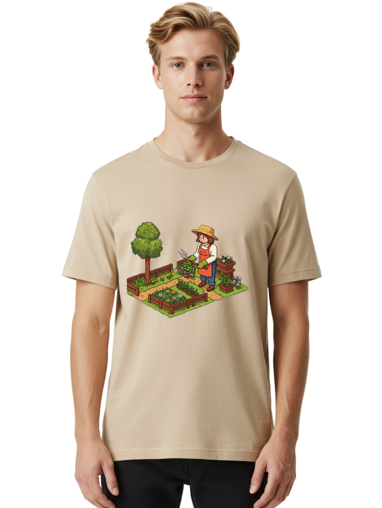 Gardener Men'S Graphic Tee, 100% Cotton, Comfortable Casual Summer Wear, Machine Washable, Gardening, Flower Gardening, Gardening Tools, Gardening Apron, Gardening Hat, Gardening Gloves, Potted Plants, Gardening Scenery, Serene Garden, Baa720 14