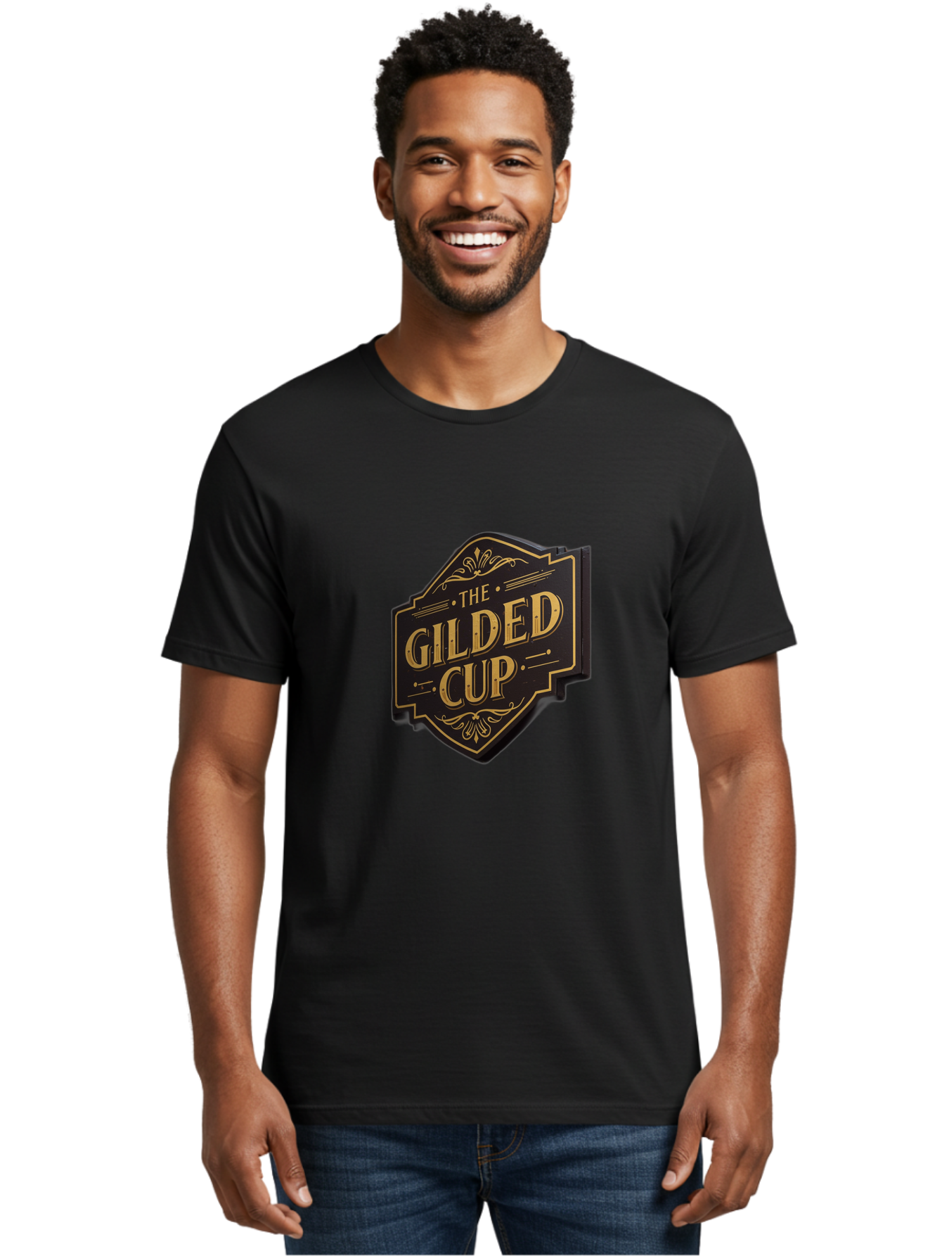 Gilded-Cup Men'S Graphic Tee, 100% Cotton, Comfortable Casual Summer Wear, Machine Washable, The Gilded Cup, Luxury Branding, Elegant Font, Gold And Black Logo, Vintage Style, Ornate Design, Sophistication, Premium Feel Baa736 16